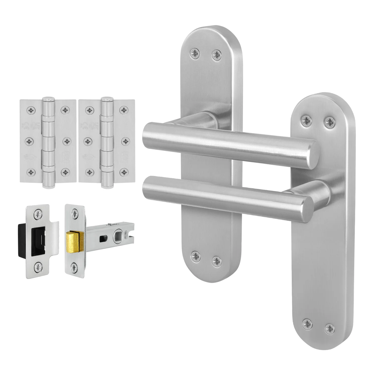Olbia Satin Nickel Lever on Backplate Door Handle Pack – 64mm Latch