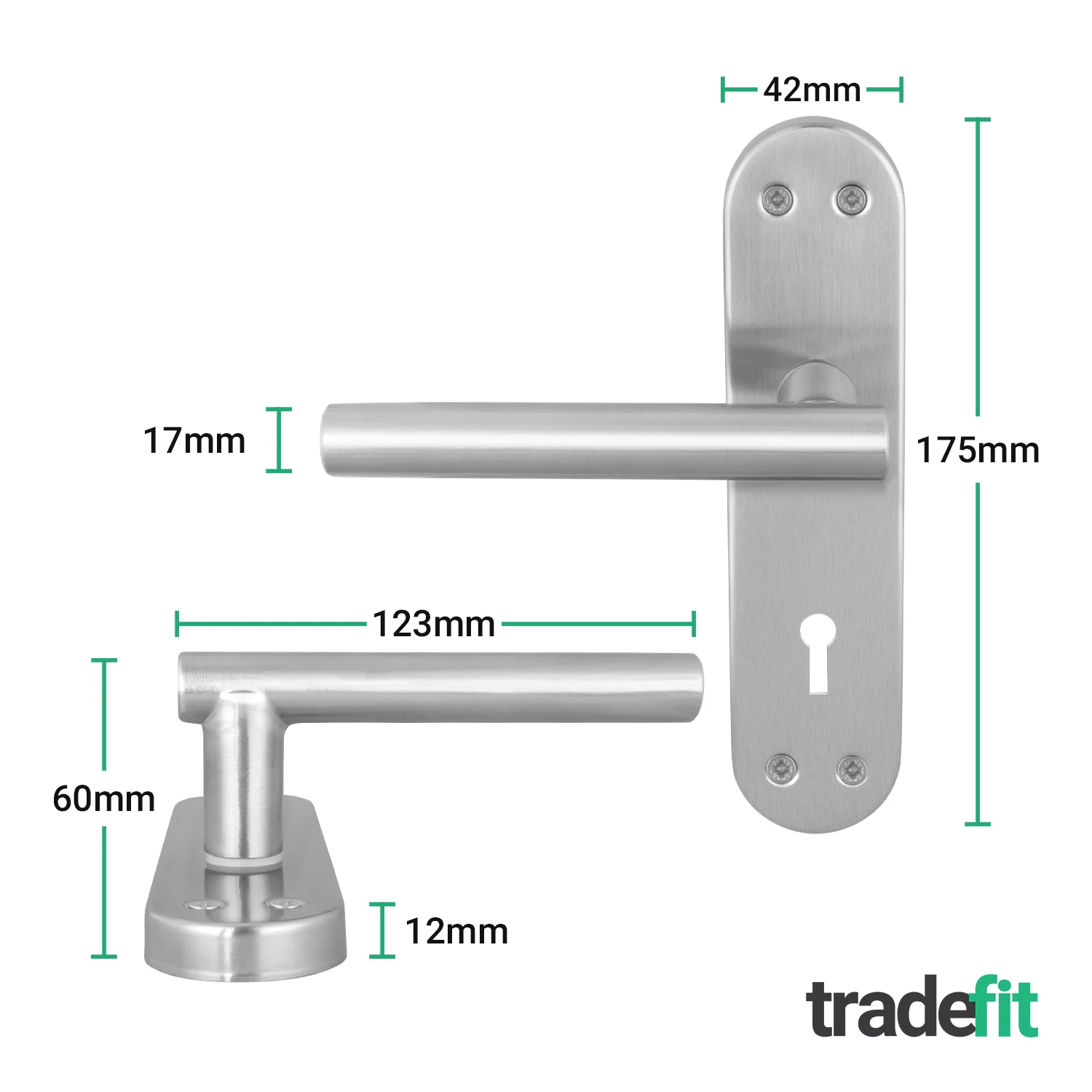 Olbia Satin Nickel Lever on Backplate Door Handle Pack – 64mm Sashlock - Image 2