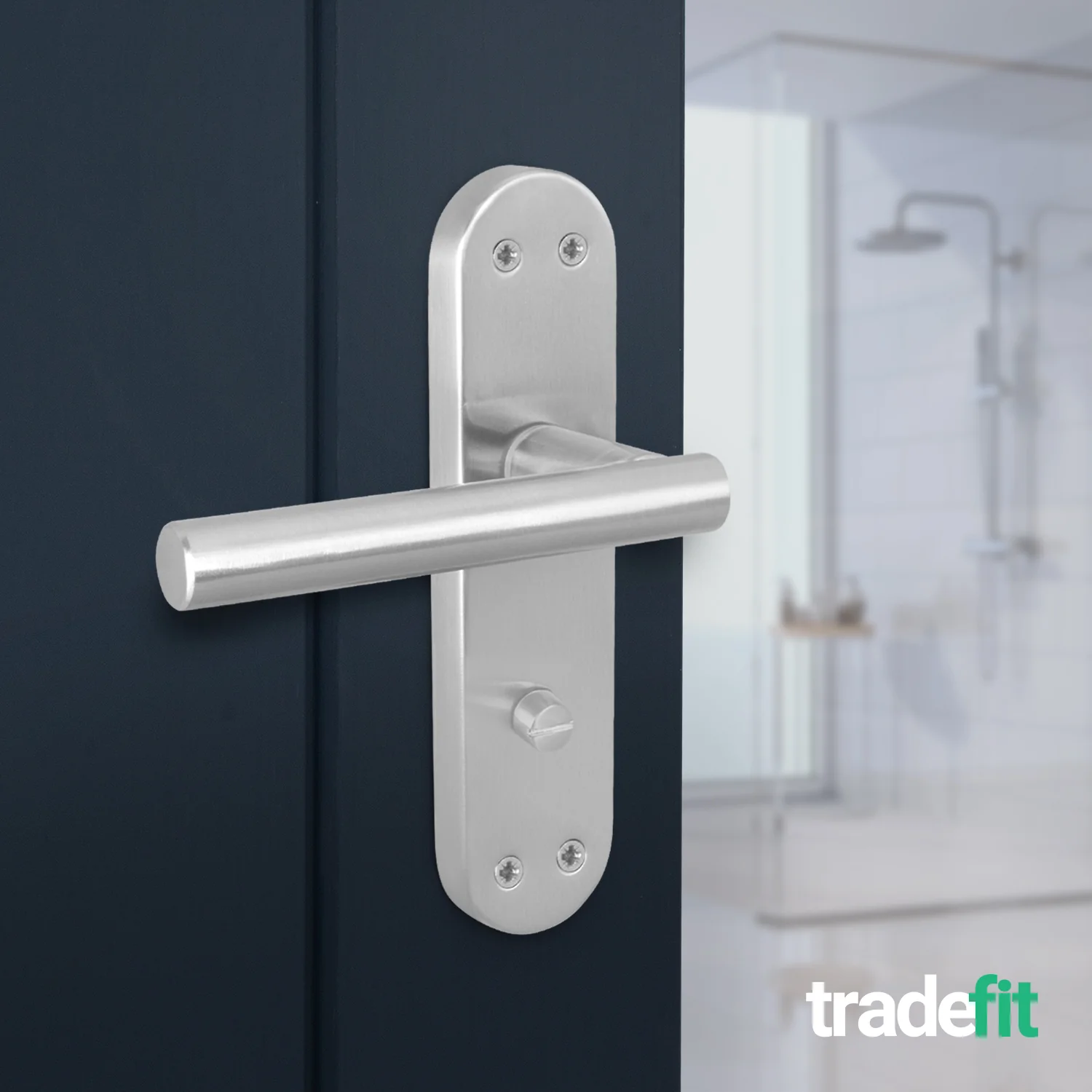 Olbia Satin Nickel Lever on Backplate Door Handles - Bathroom - Image 4