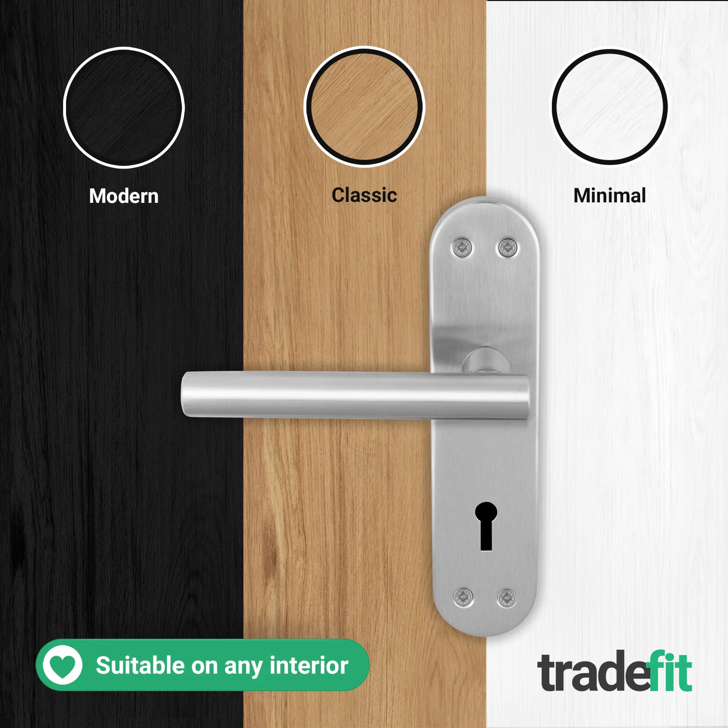 Olbia Satin Nickel Lever on Backplate Door Handles - Keyhole - Image 5
