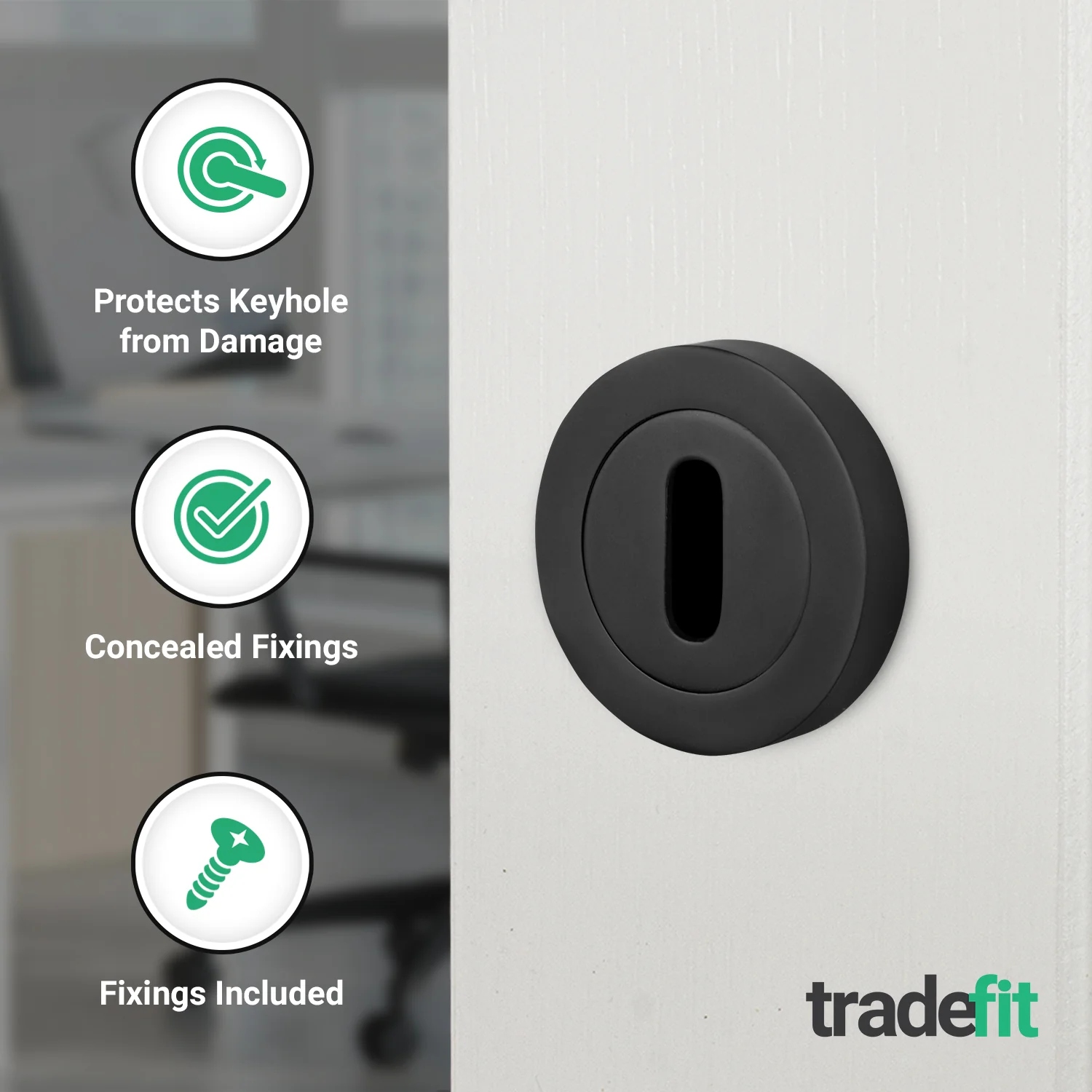 Olbia Standard Keyhole Escutcheon - Matt Black - Pair - Image 3
