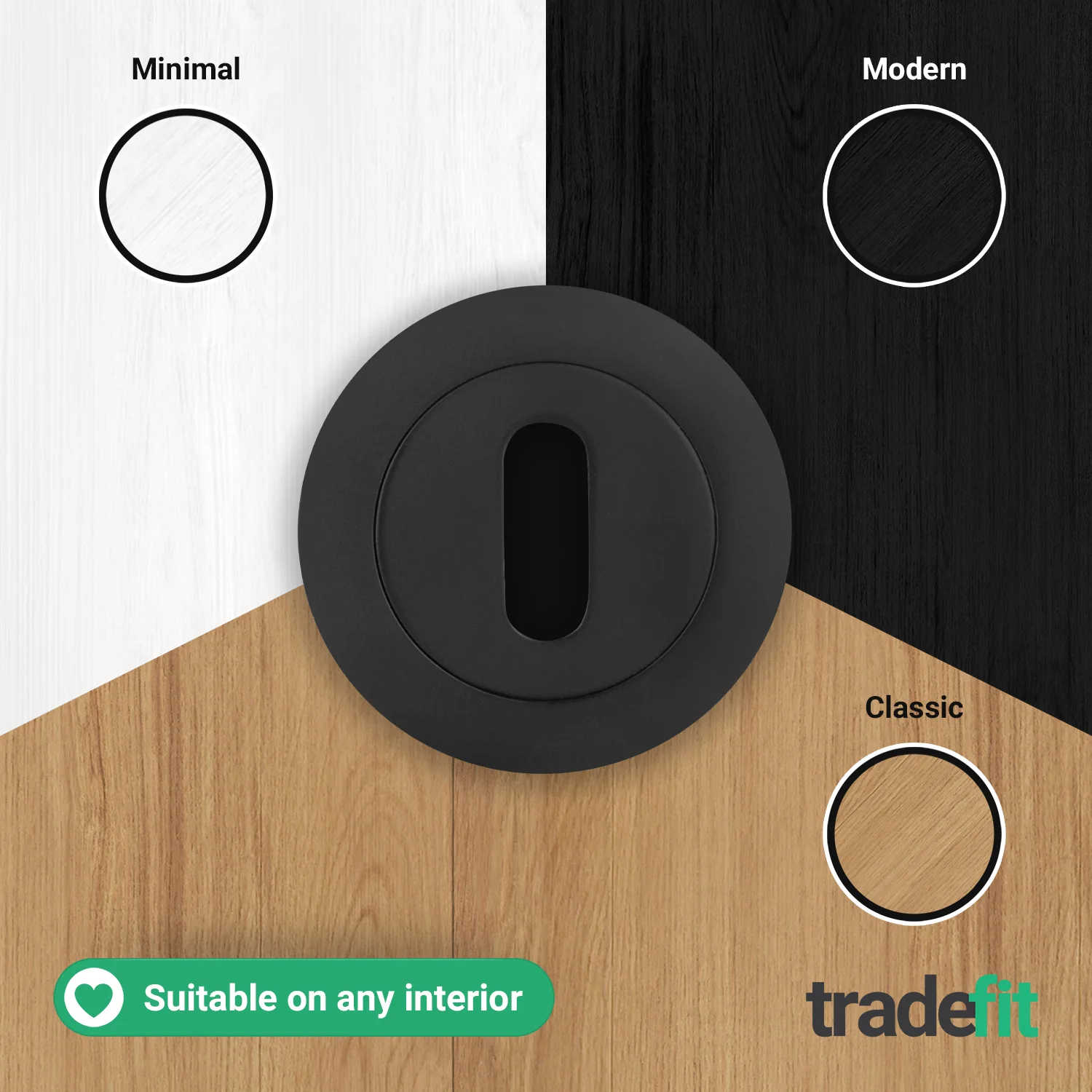 Olbia Standard Keyhole Escutcheon - Matt Black - Pair - Image 5
