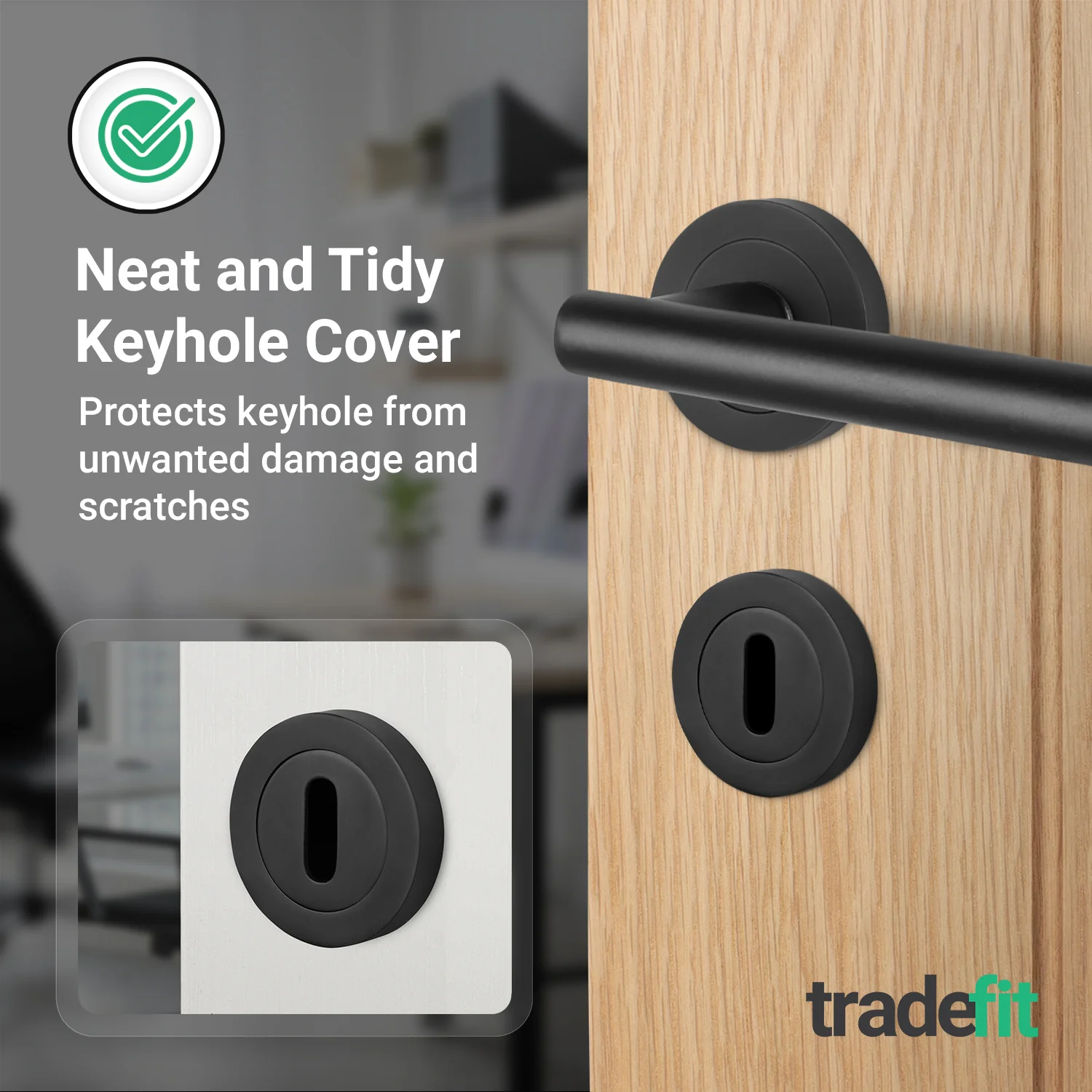 Olbia Standard Keyhole Escutcheon - Matt Black - Pair - Image 6