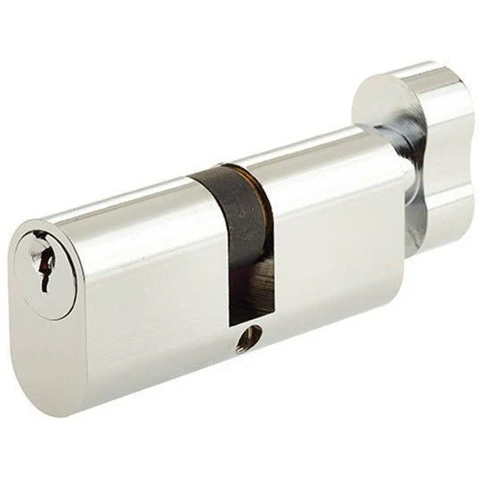 Oval Thumbturn Cylinder Lock - 35x35mm - Polished Chrome - Keyed to Differ