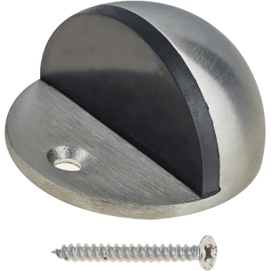 Oval Floor Mounted Door Stop - Screw Fixing - Satin Nickel
