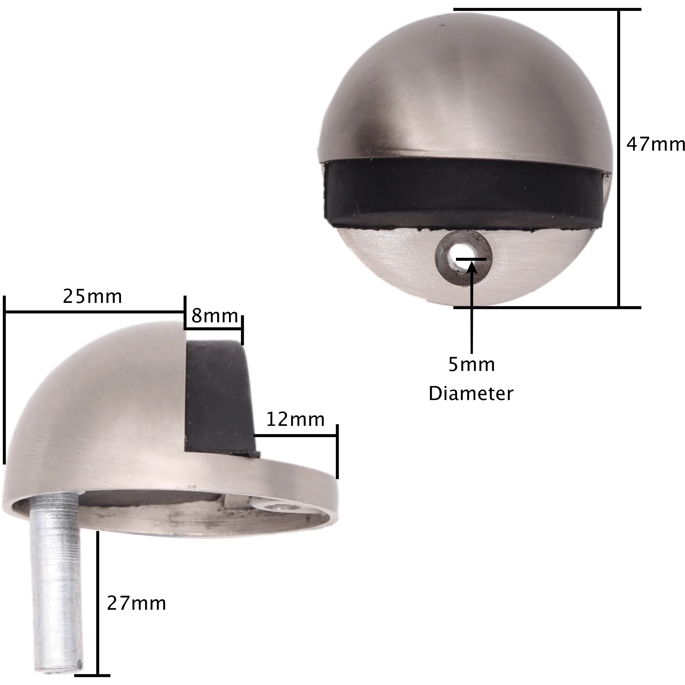 Oval Floor Mounted Door Stop - Screw Fixing - Satin Nickel - Image 3