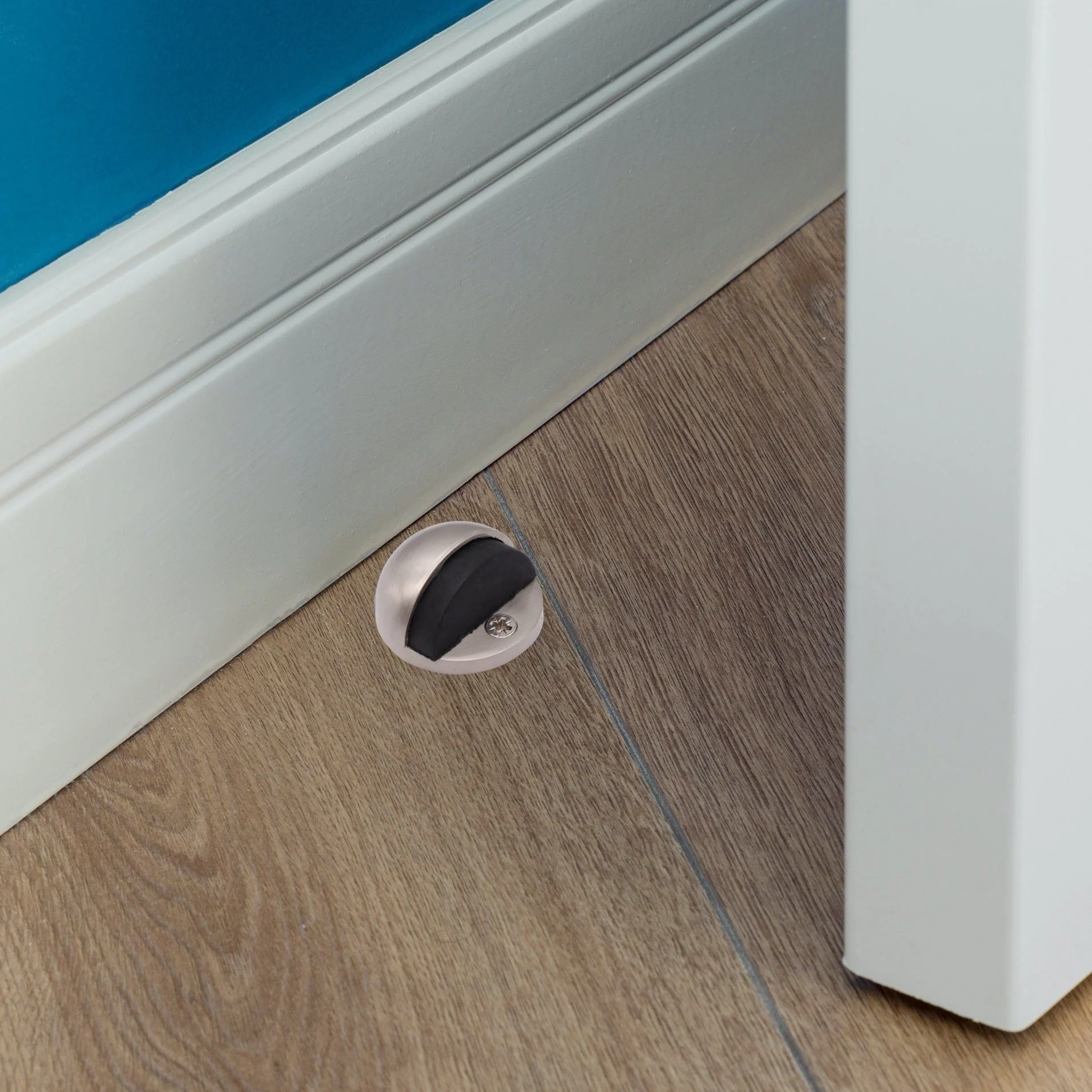 Oval Floor Mounted Door Stop - Screw Fixing - Satin Nickel - Image 4