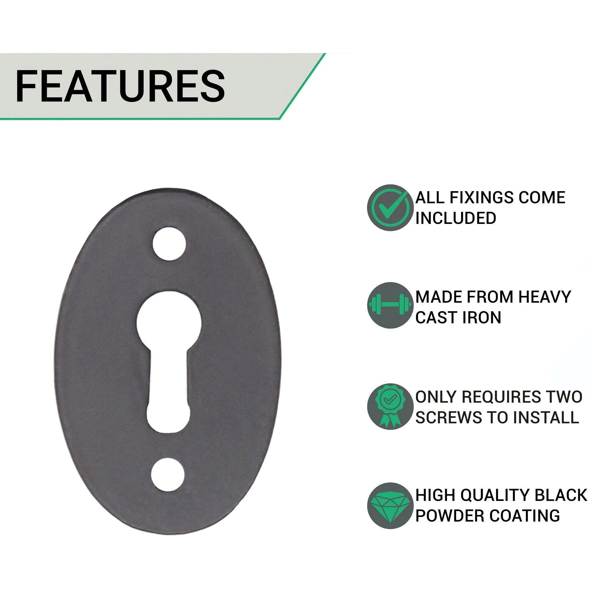 Oval Keyhole Cover Escutcheon - 50x34mm - Black Antique Iron - Image 2