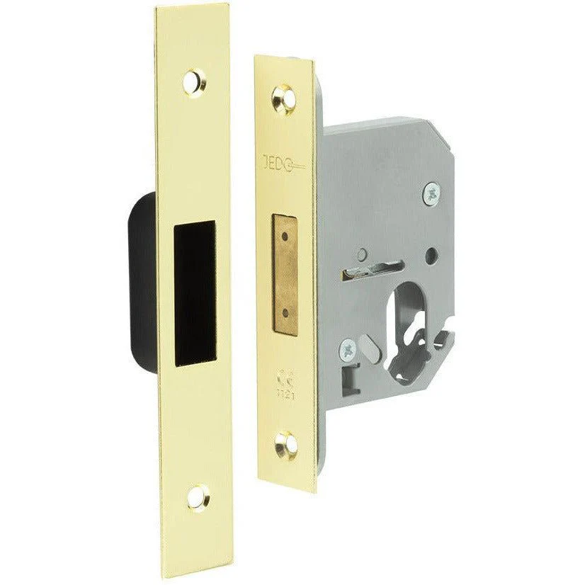 Oval Profile Deadlock Case - 65mm Case 44mm Backset - Polished Brass