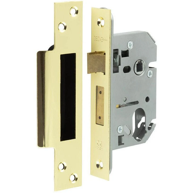 Oval Profile Sashlock Case - 65mm Case 44mm Backset - Polished Brass