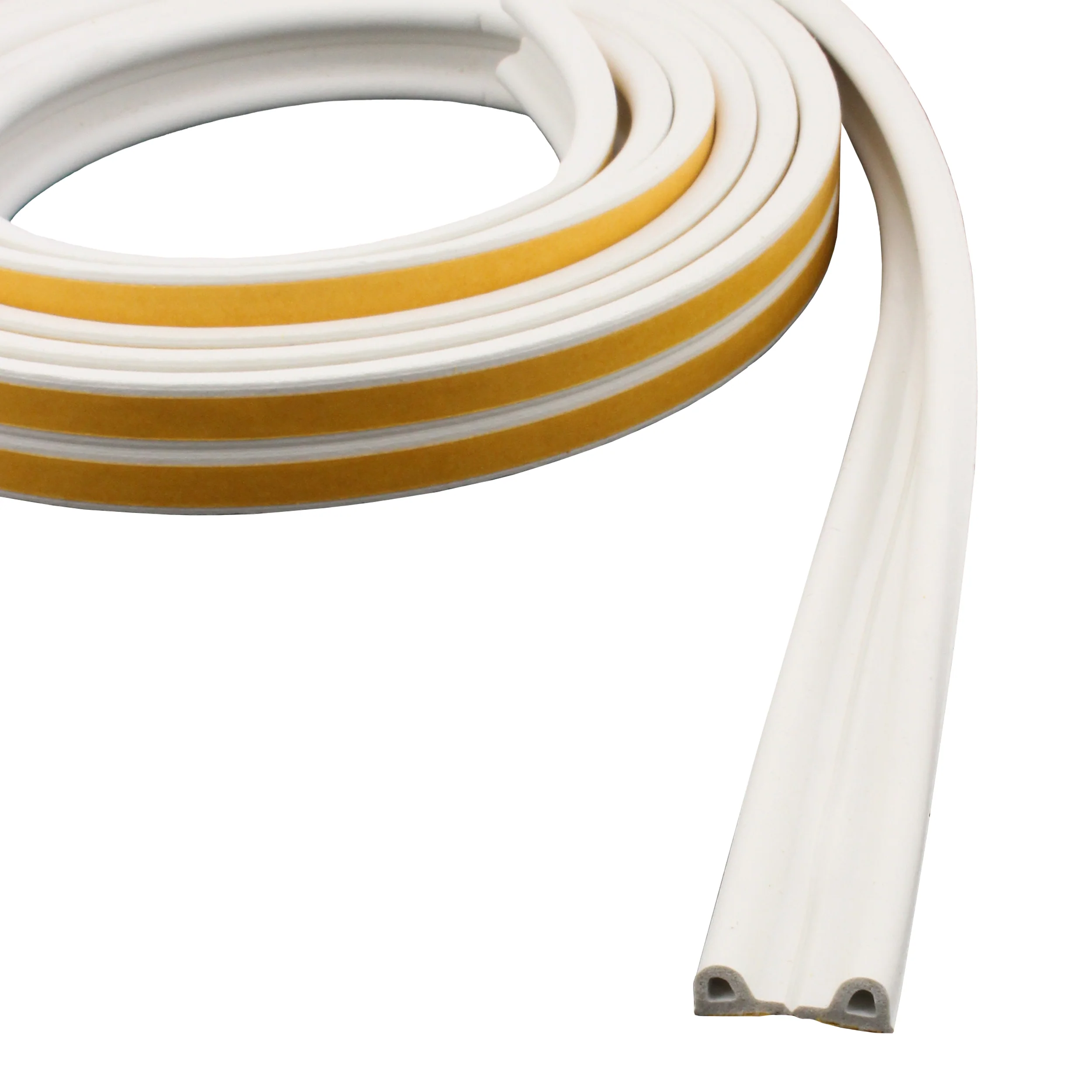 EDPM Self Adhesive Draught Weather Seal Strip - P Profile - White - 9 x 5.5 x 5000mm - 2-5mm Gap