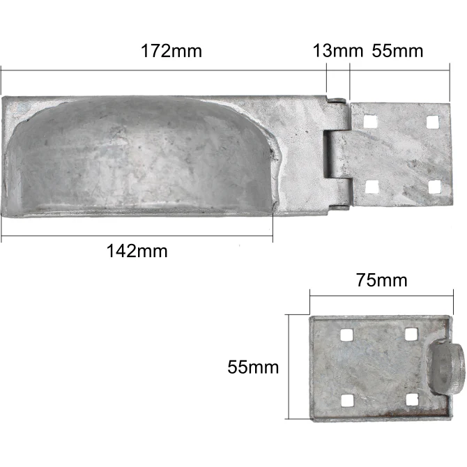 Heavy Hasp Staple With Padlock Protection - Galvanised - Left Hand - Image 2