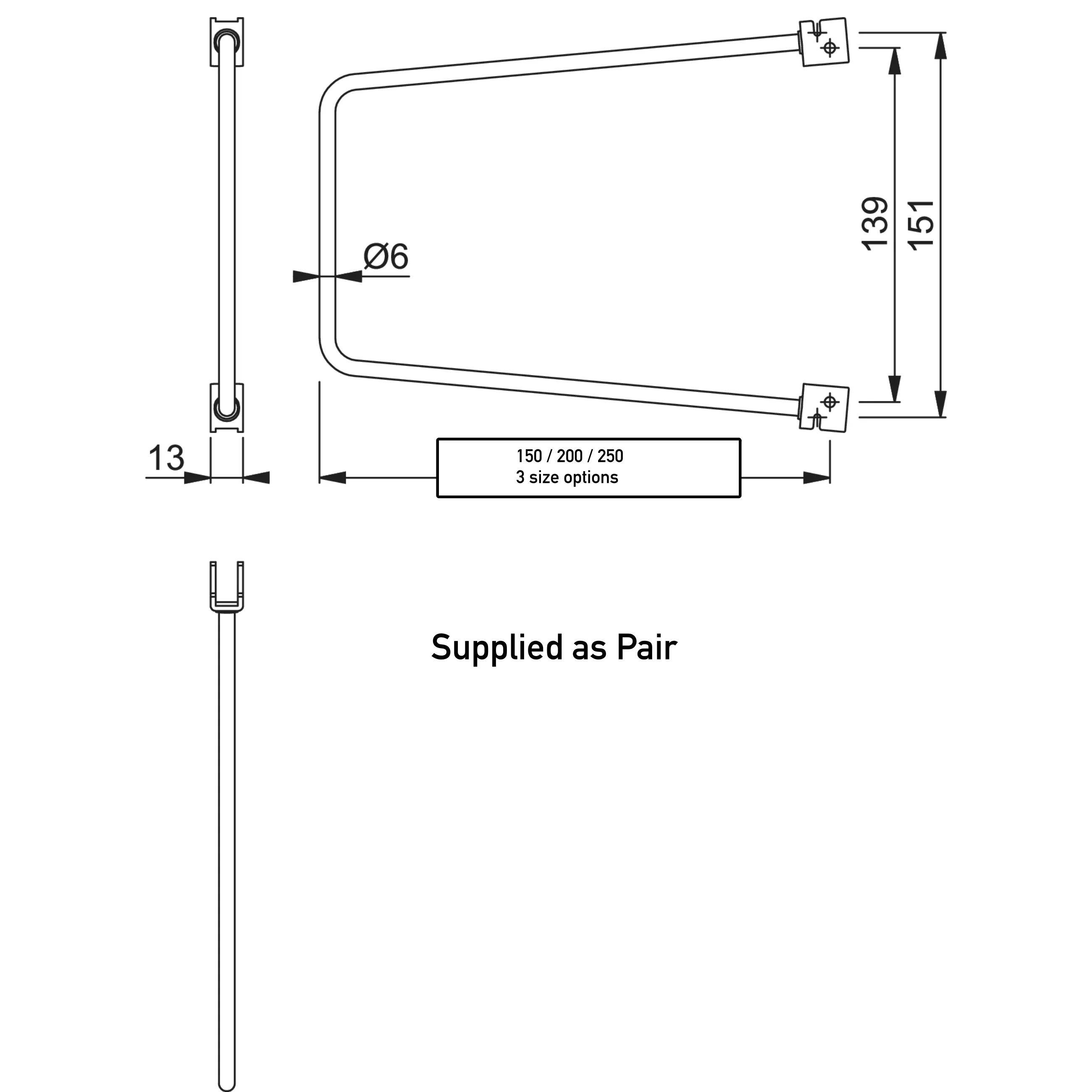 PAIR Twin Slot Sprung Bookends -White - 250mm - Image 4