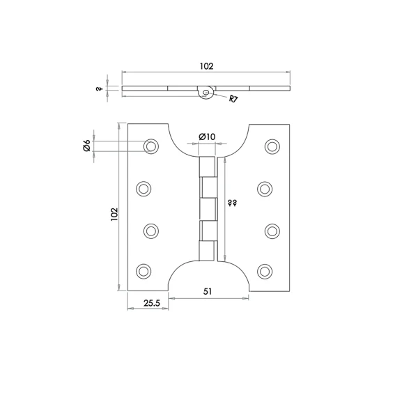 Parliament Hinge - 102x102x4mm - Polished Brass - Image 4