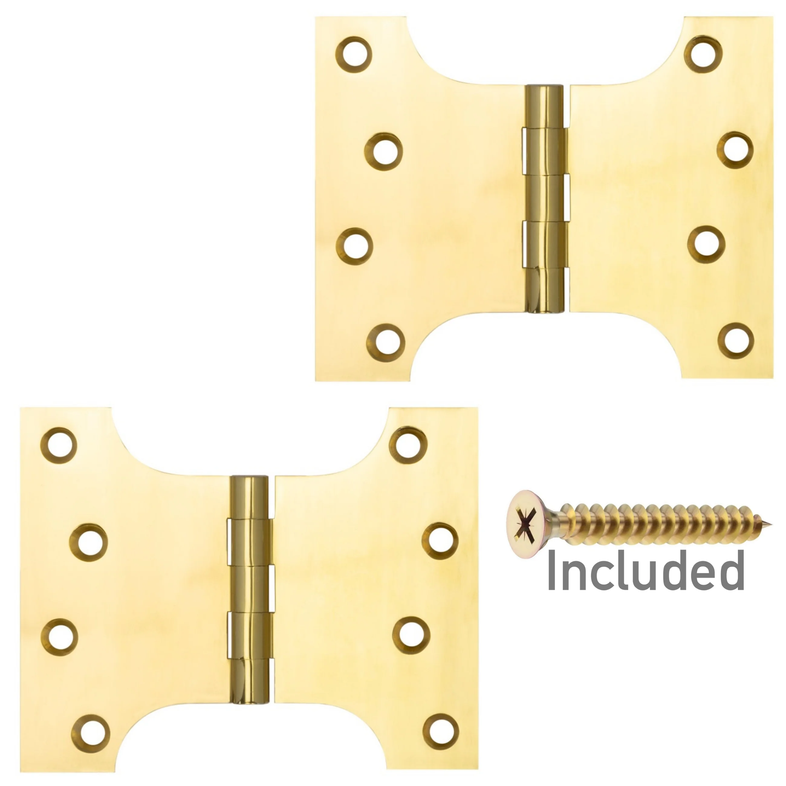 Parliament Hinge - 102x124x4mm - Polished Brass