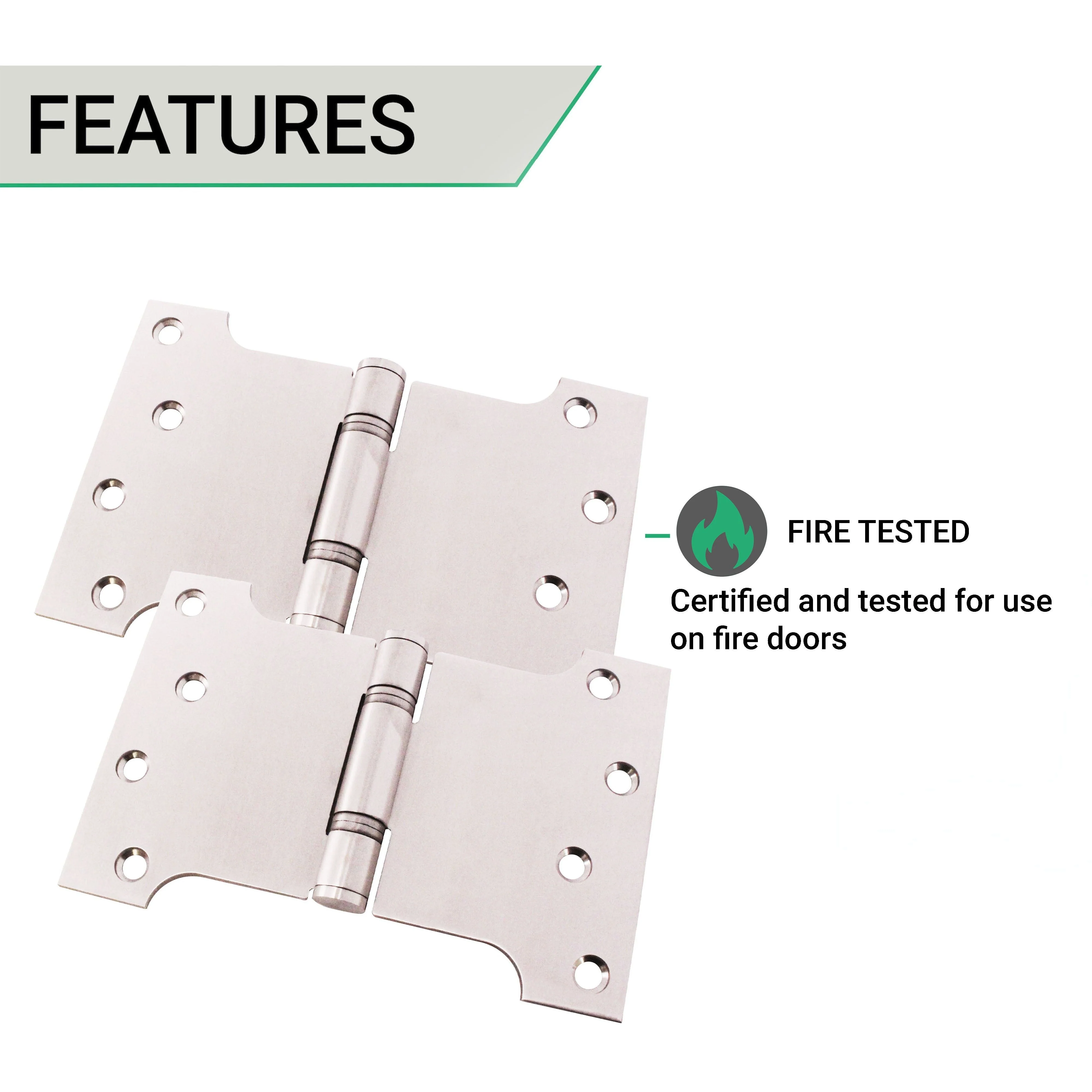 Parliament Projection Fire Door Hinges 4" Grade 13 - 102x102x152x3mm - Polished Stainless Steel - Image 3