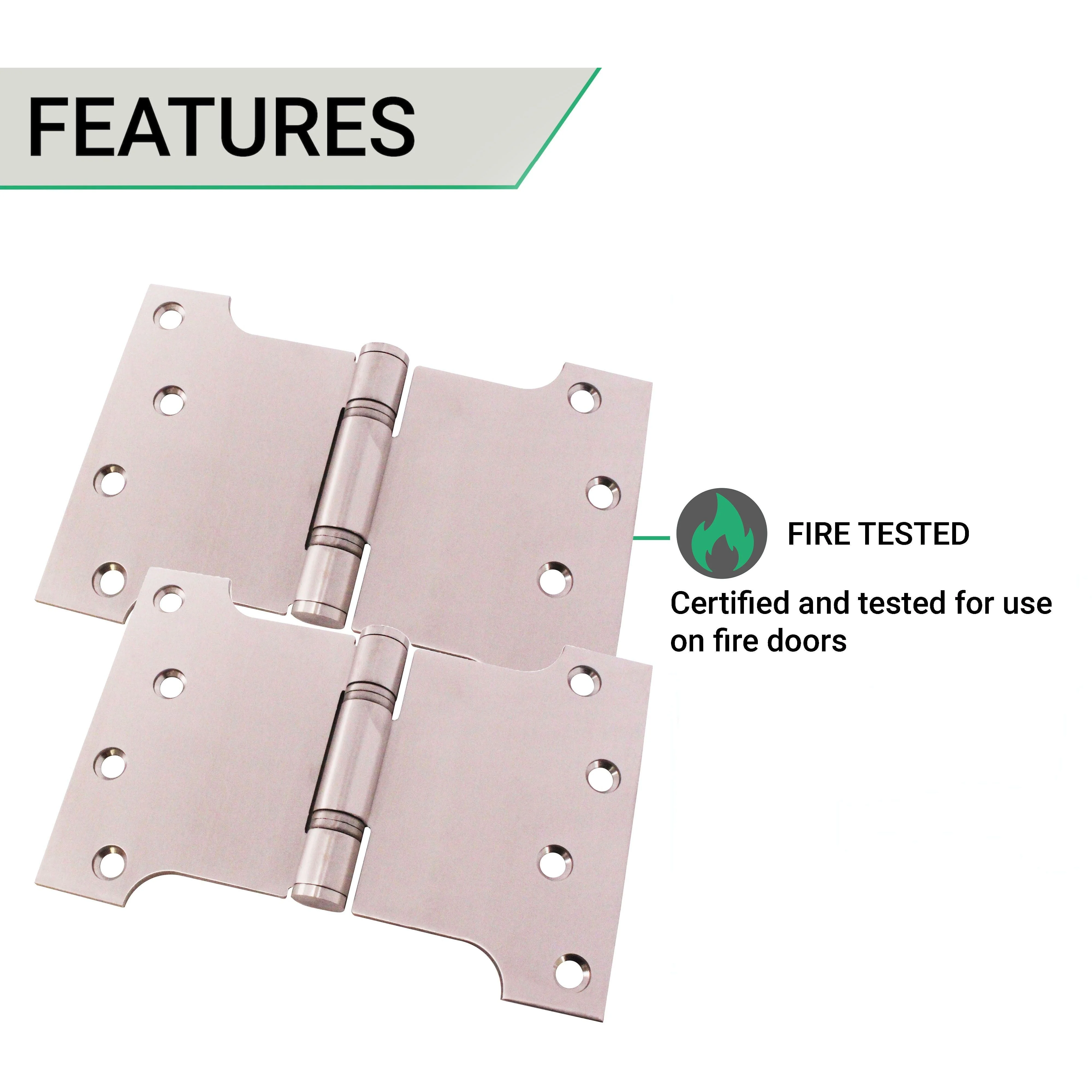 Parliament Projection Fire Door Hinges 4" Grade 13 - 102x102x152x3mm - Satin Stainless Steel - Image 4