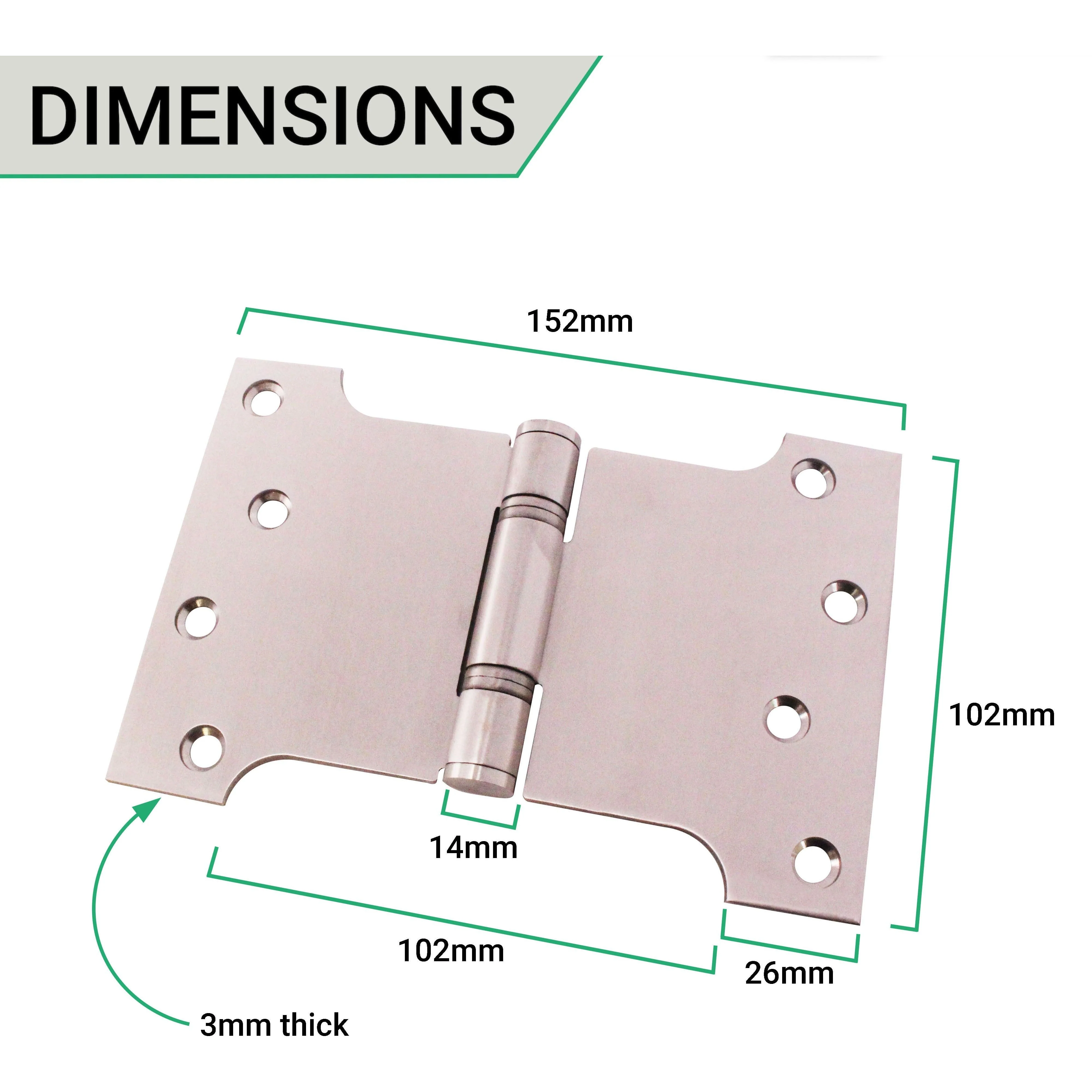 Parliament Projection Fire Door Hinges 4" Grade 13 - 102x102x152x3mm - Satin Stainless Steel - Image 5
