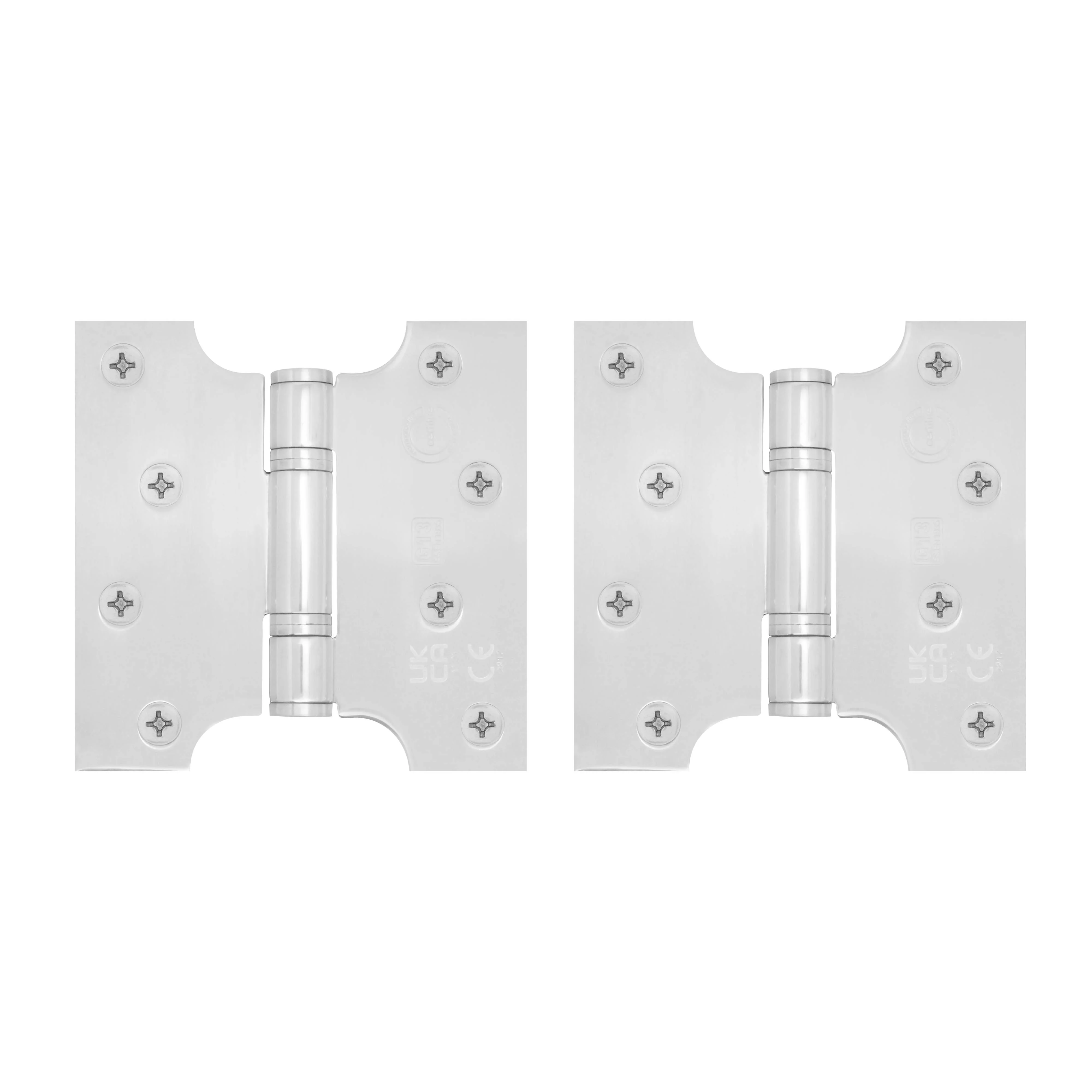 Parliament Projection Fire Door Hinges 4" Grade 13 - 102x51x102x3mm - Polished Stainless Steel