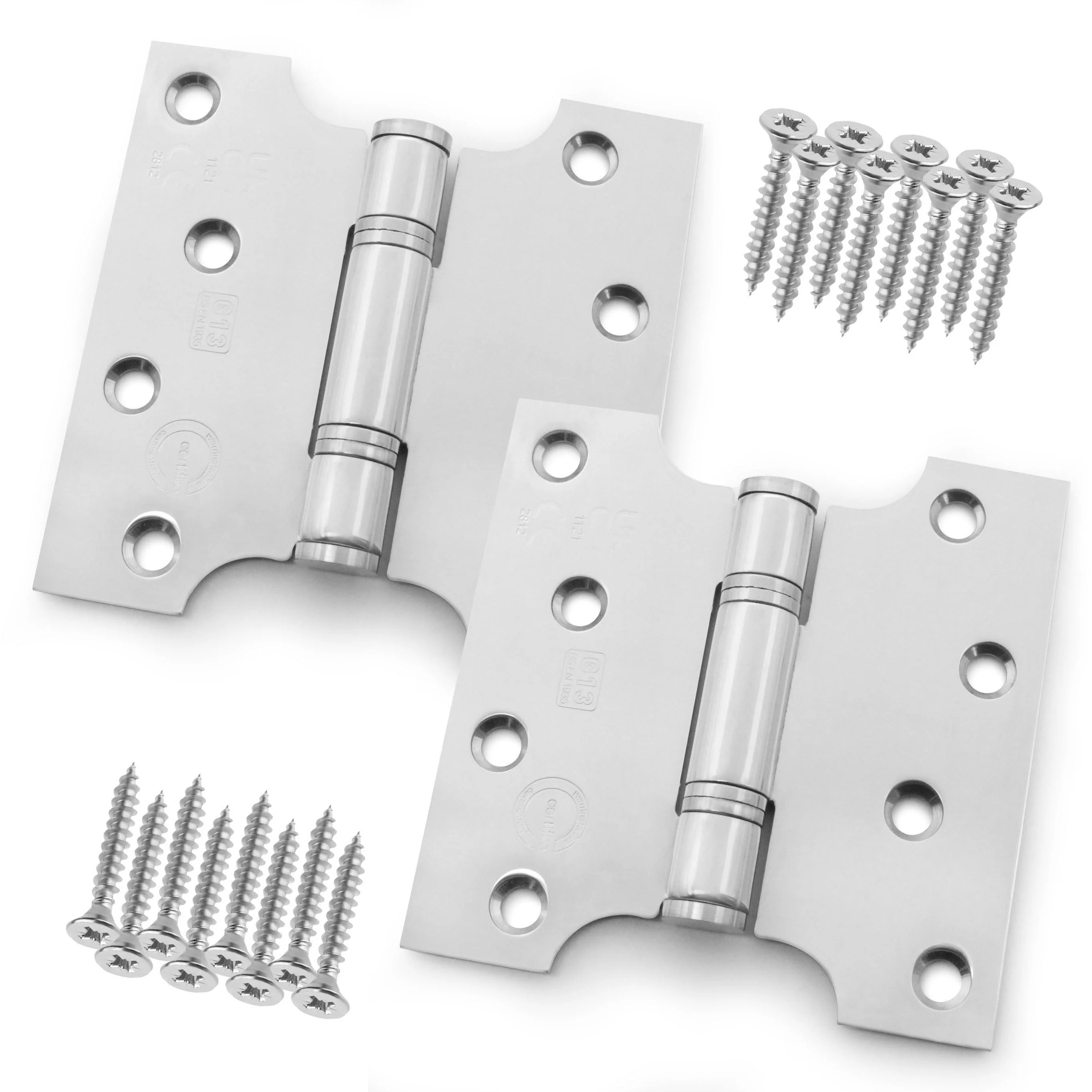 Parliament Projection Fire Door Hinges 4" Grade 13 - 102x51x102x3mm - Polished Stainless Steel - Image 9