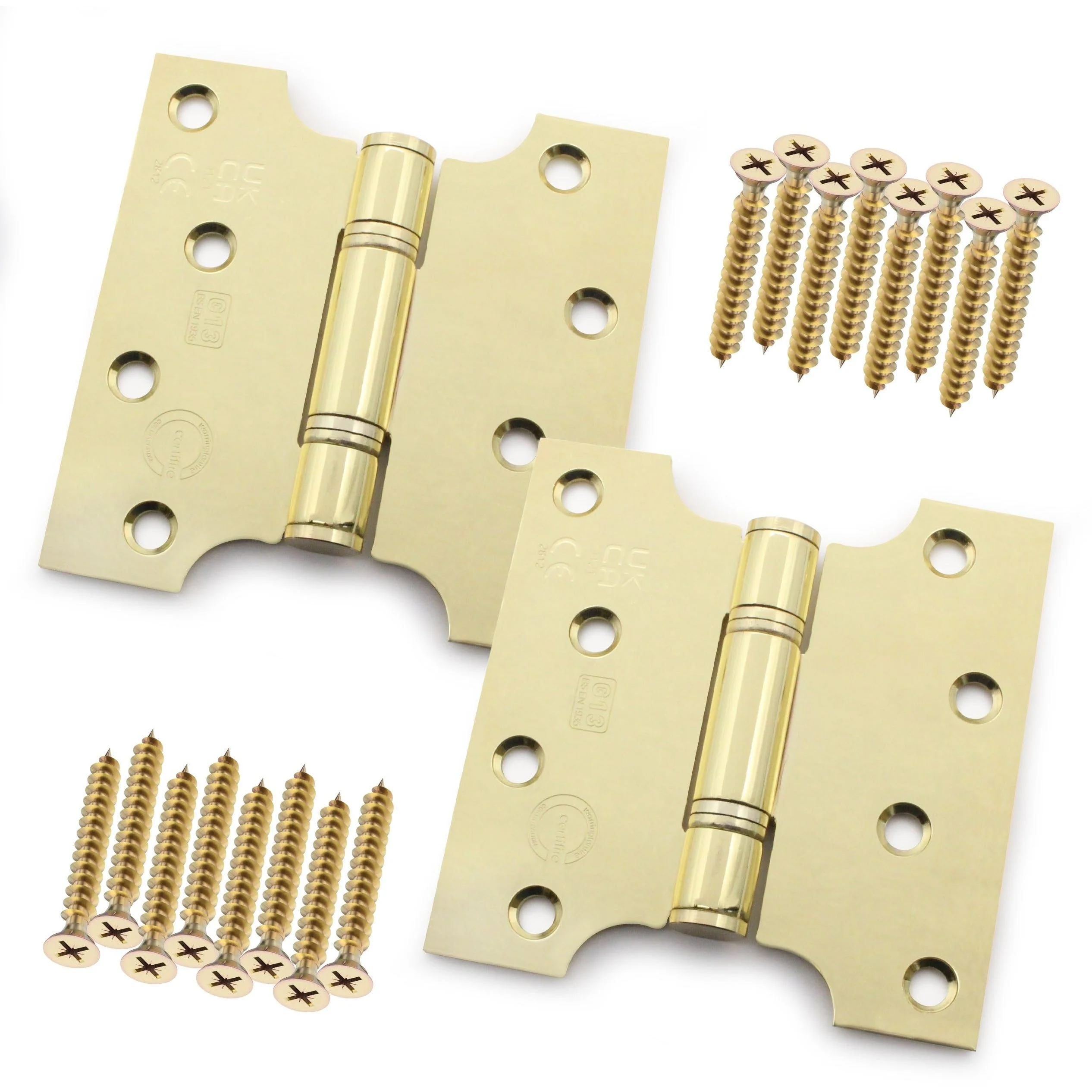 Parliament Projection Fire Door Hinges 4" Grade 13 - 102x51x102x3mm - PVD Brass