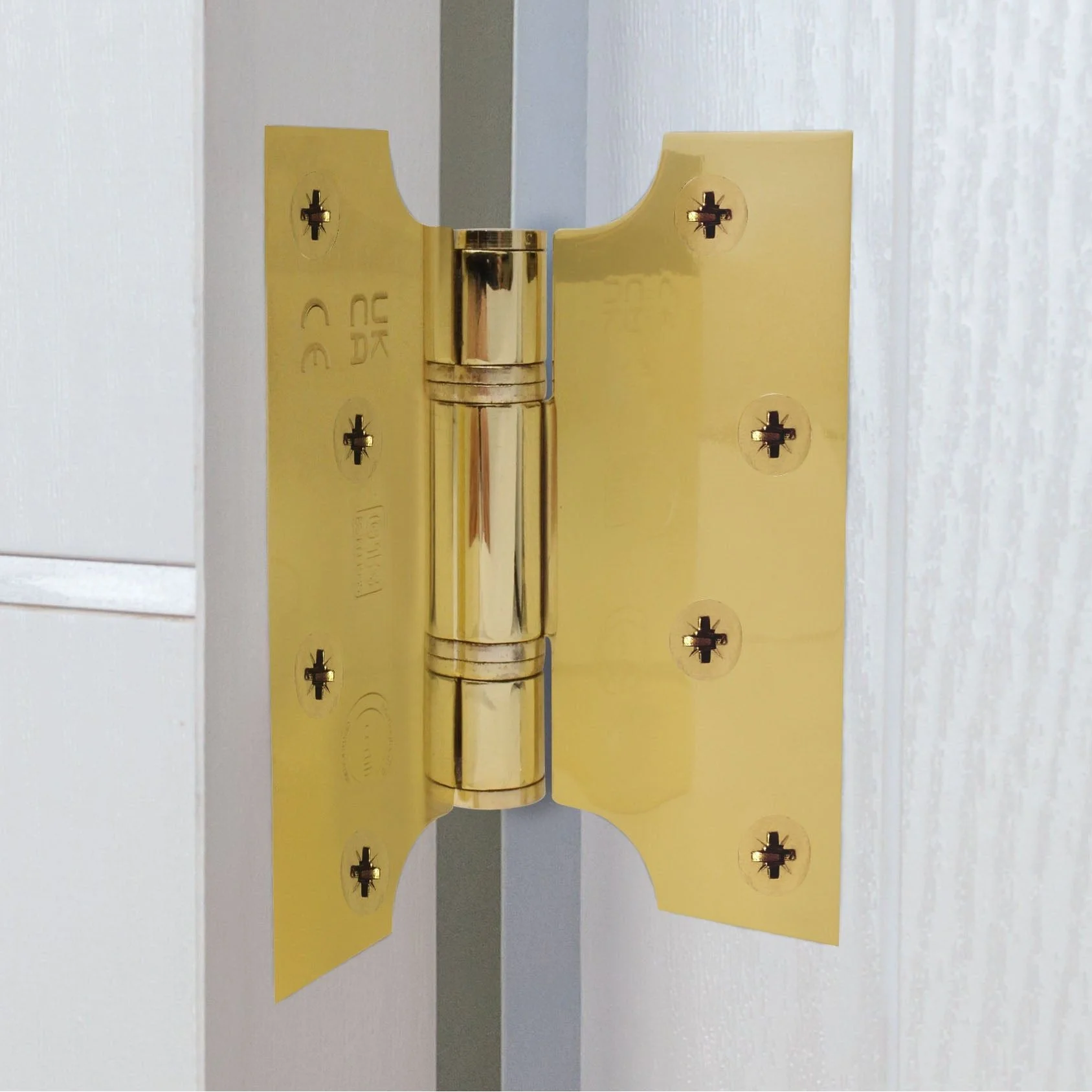Parliament Projection Fire Door Hinges 4" Grade 13 - 102x51x102x3mm - PVD Brass - Image 7