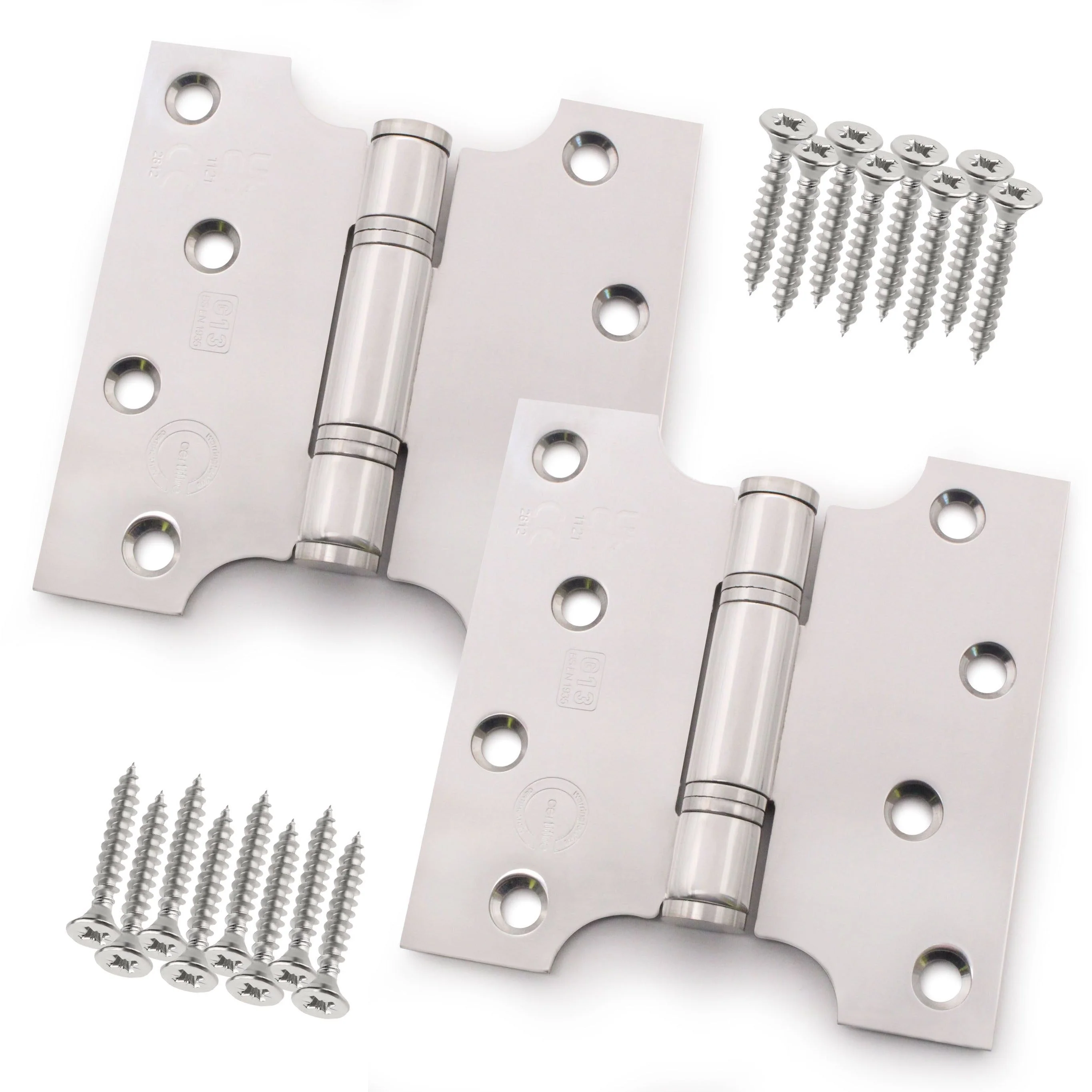 Parliament Projection Fire Door Hinges 4" Grade 13 - 102x51x102x3mm - Satin Stainless Steel - Image 2