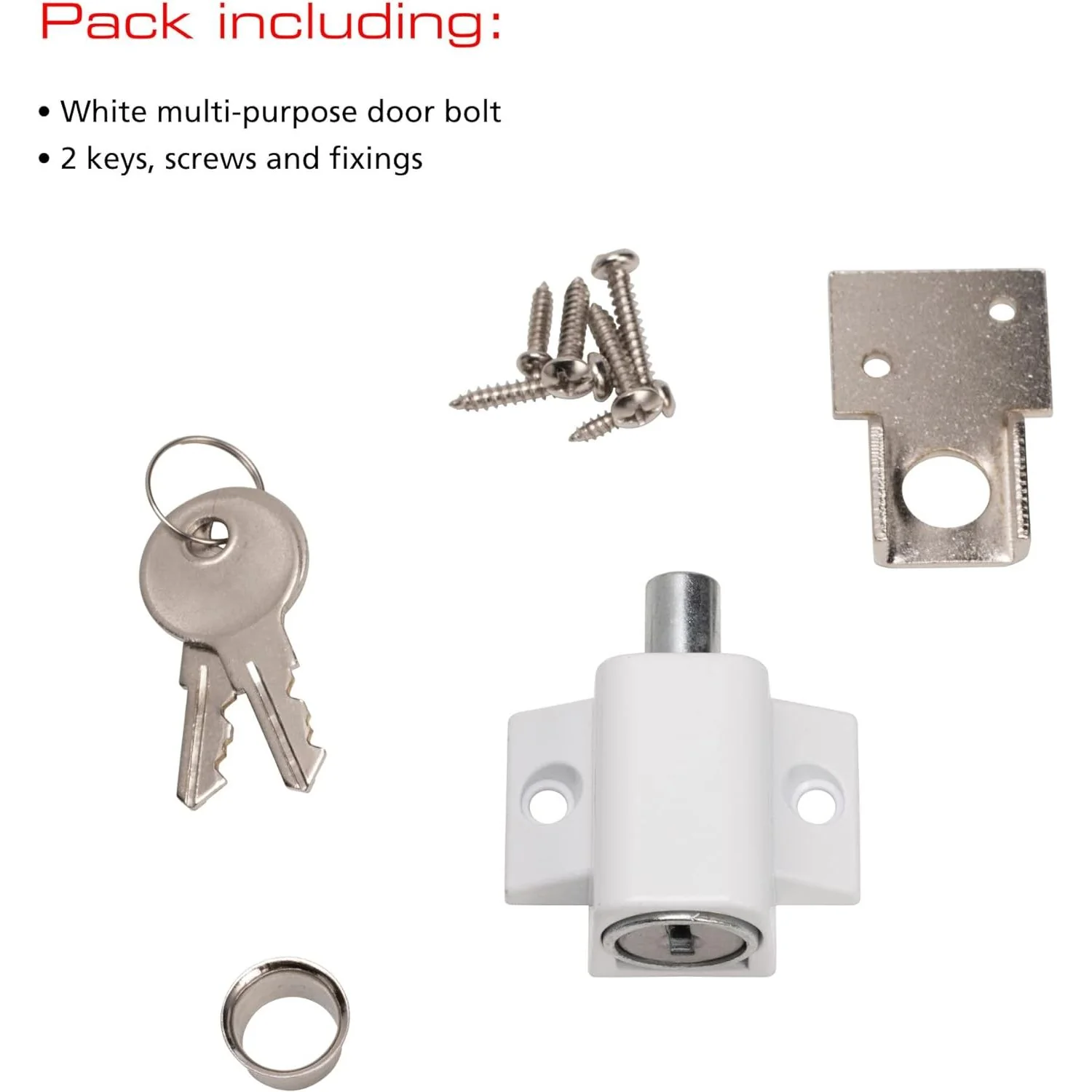 Patio Door Lock - 34x45mm - White - Image 6