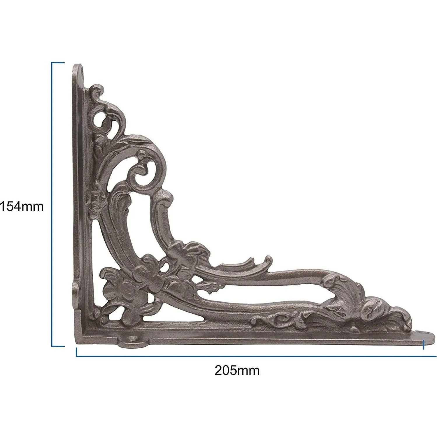Period Shelf Bracket Cast Iron ( Single ) - 205 x 154mm - Self Colour Lacquered - Image 3