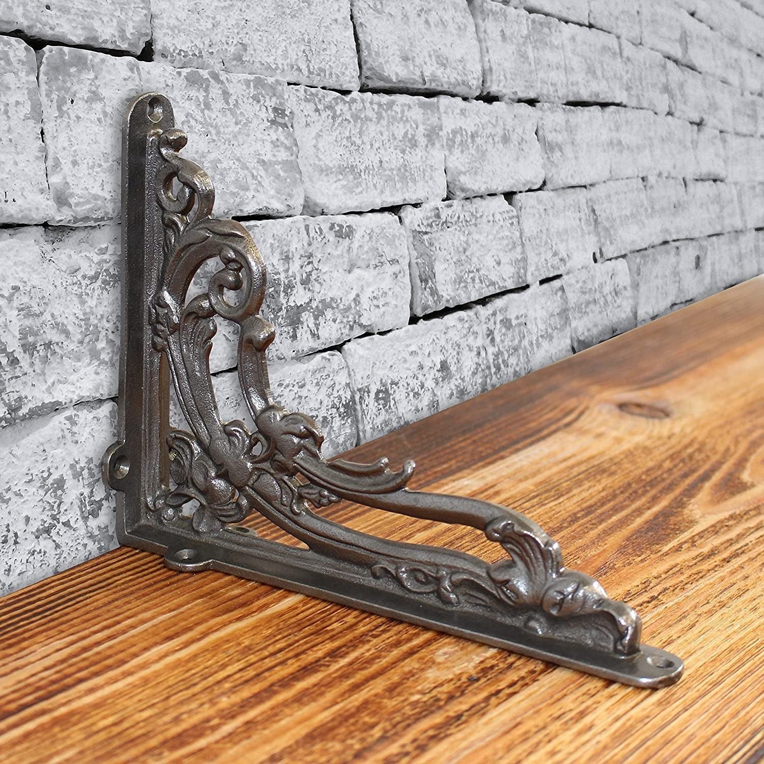 Period Shelf Bracket Cast Iron ( Single ) - 205 x 154mm - Self Colour Lacquered - Image 5