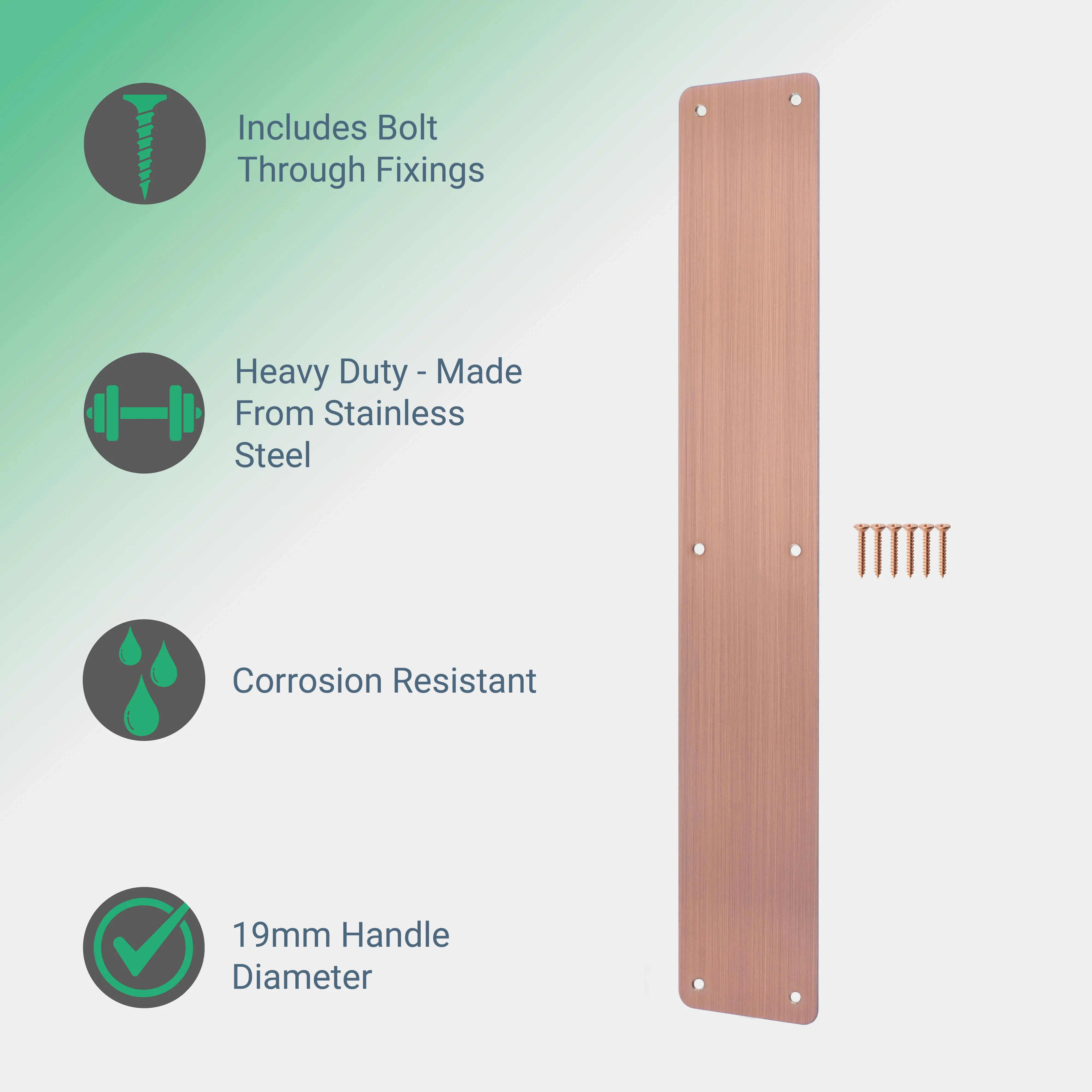 Plain Finger Plate - 425 x 75 x 1.2mm - Radius Corners - PVD Bronze - Image 2