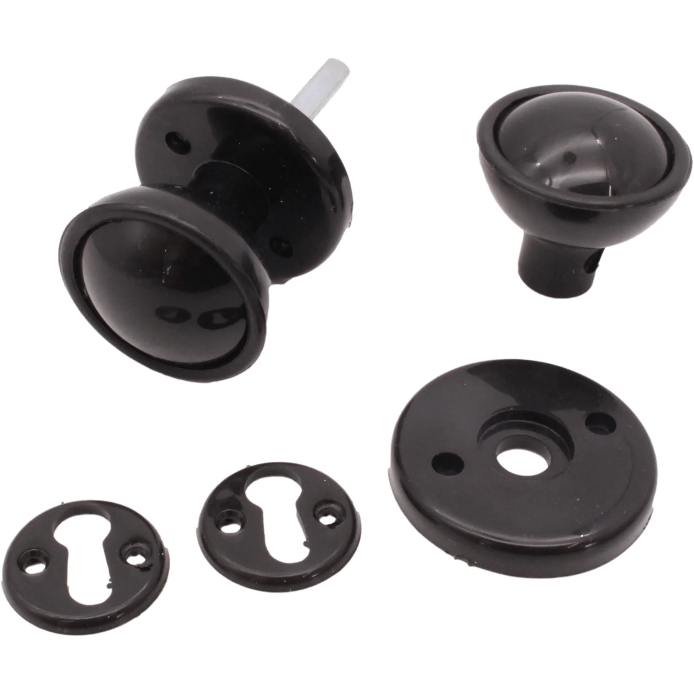 Plastic Rim / Mortice Knob Set - 50mm - Black - Image 4