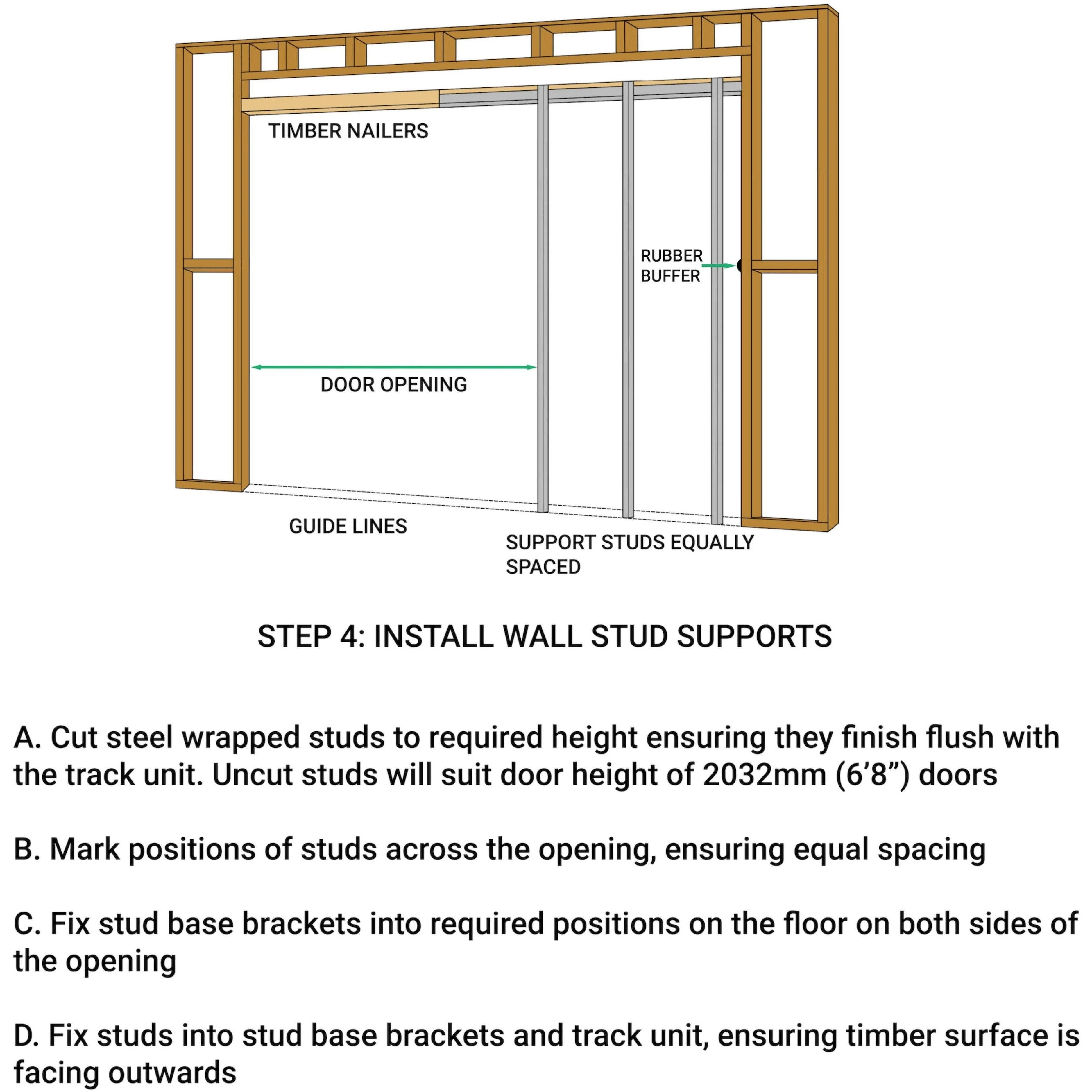 Pocket Door Kit for Single Doors - 915 x 2032mm Max Door Size - 120mm Finished Wall Thickness - Image 10
