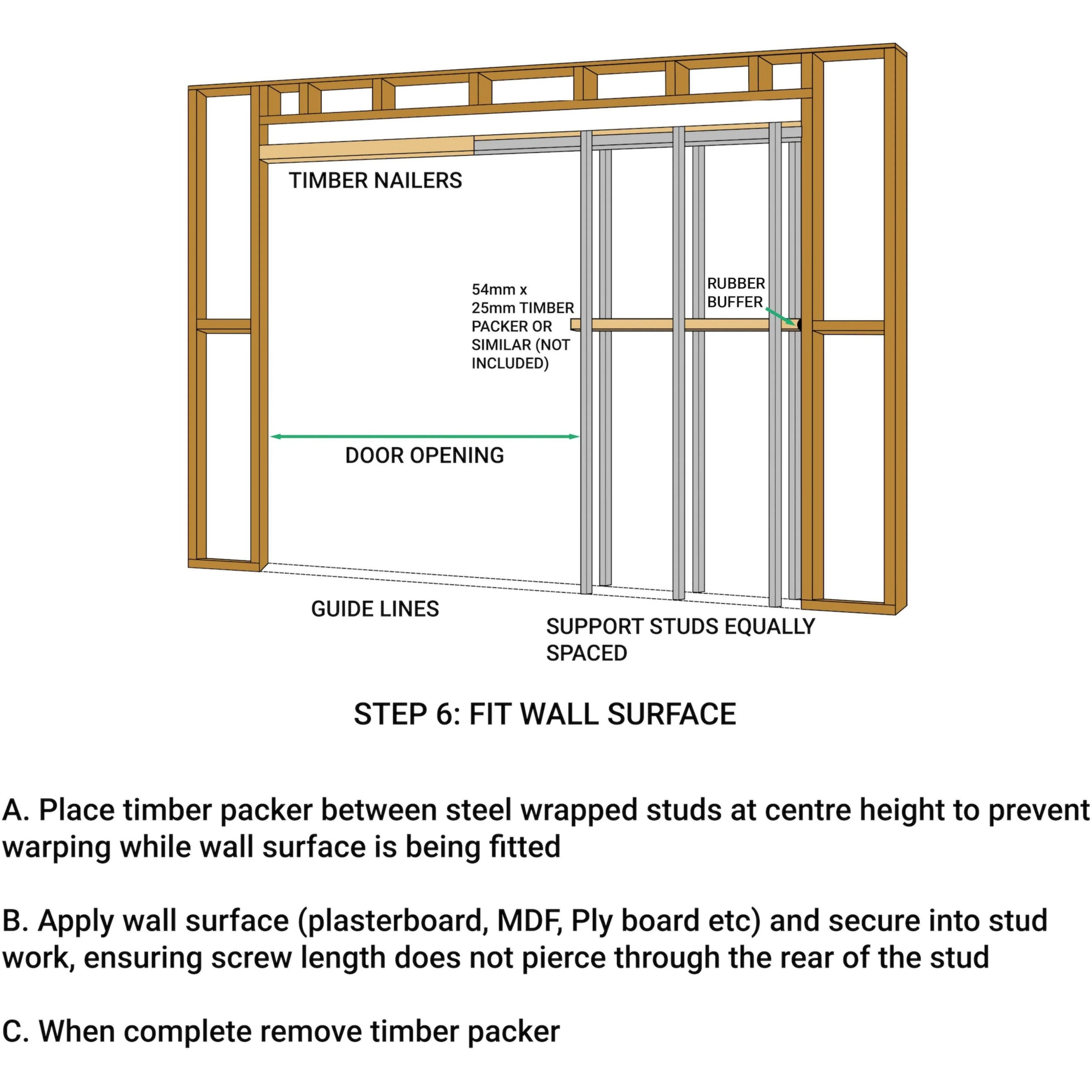 Pocket Door Kit for Single Doors - 915 x 2032mm Max Door Size - 120mm Finished Wall Thickness - Image 12