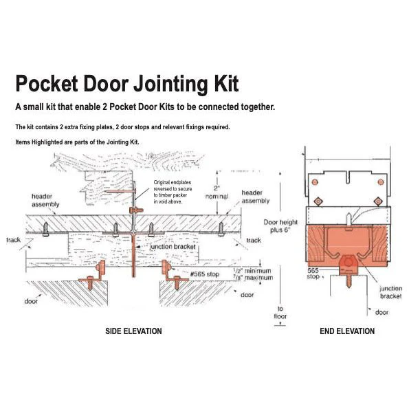Pocket Door Kit for Double Doors With Synchronised Opening - 915 x 2032mm Max Door Size - 120mm Finished Wall Thickness - Image 14
