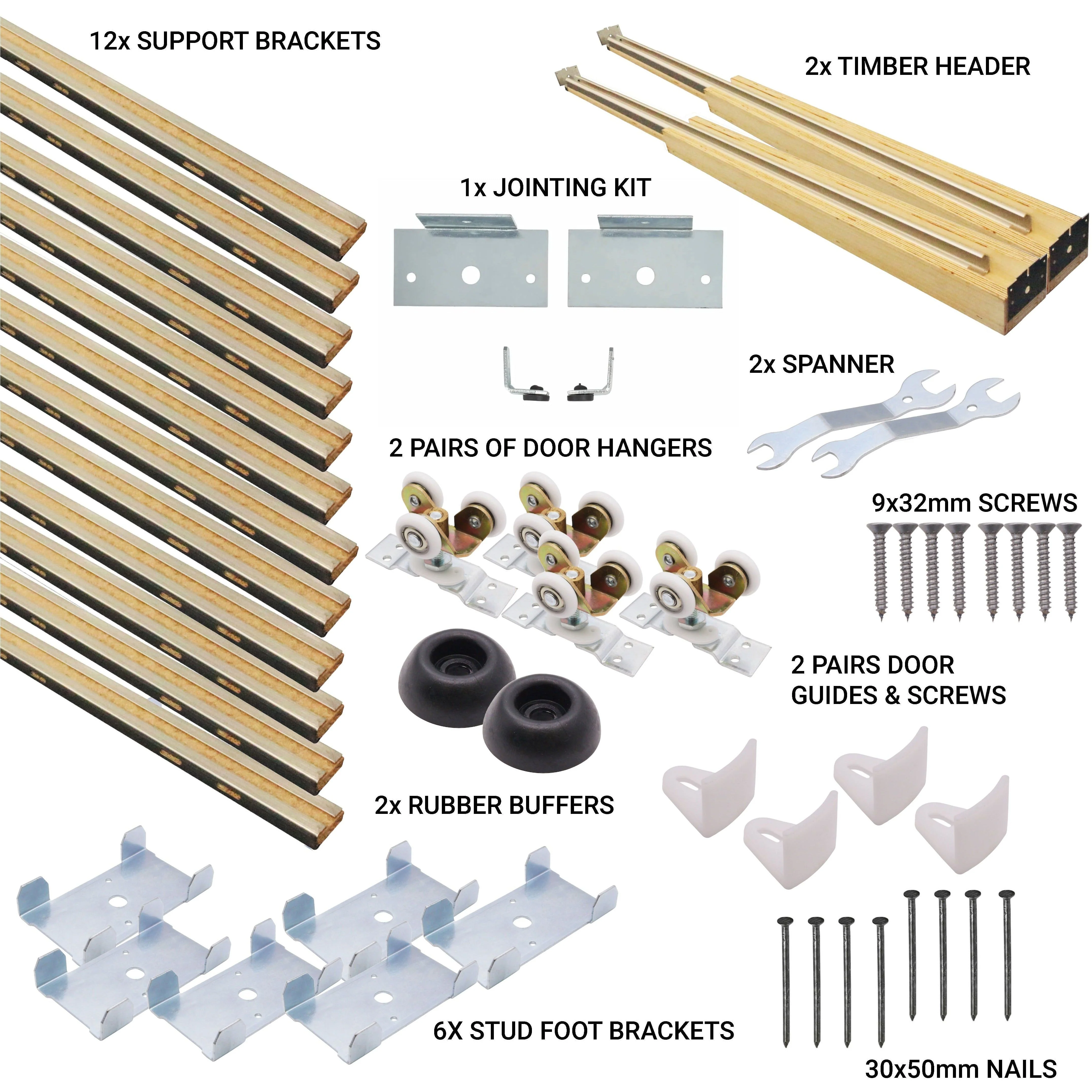 Pocket Door Kit for Double Doors With Synchronised Opening - 915 x 2032mm Max Door Size - 120mm Finished Wall Thickness - Image 5