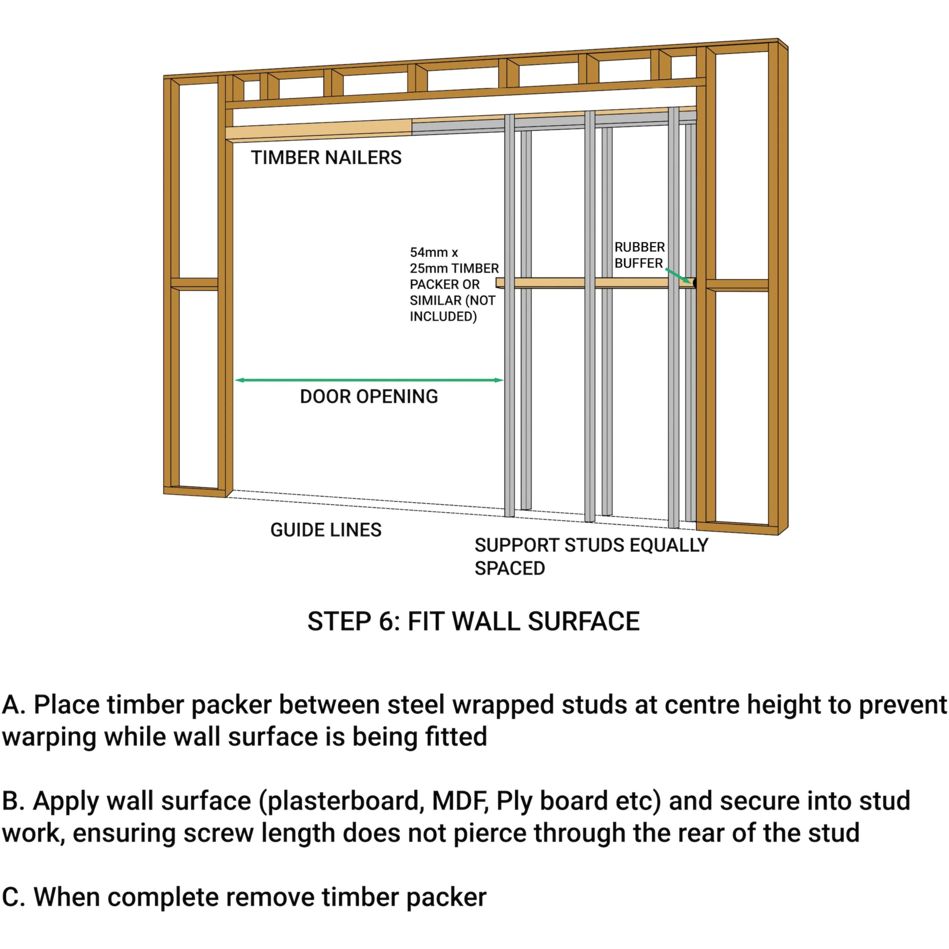 Pocket Door Kit for Single Doors with Soft Close - 1200 x 2400mm Max Door Size - 120mm Finished Wall Thickness - Image 11
