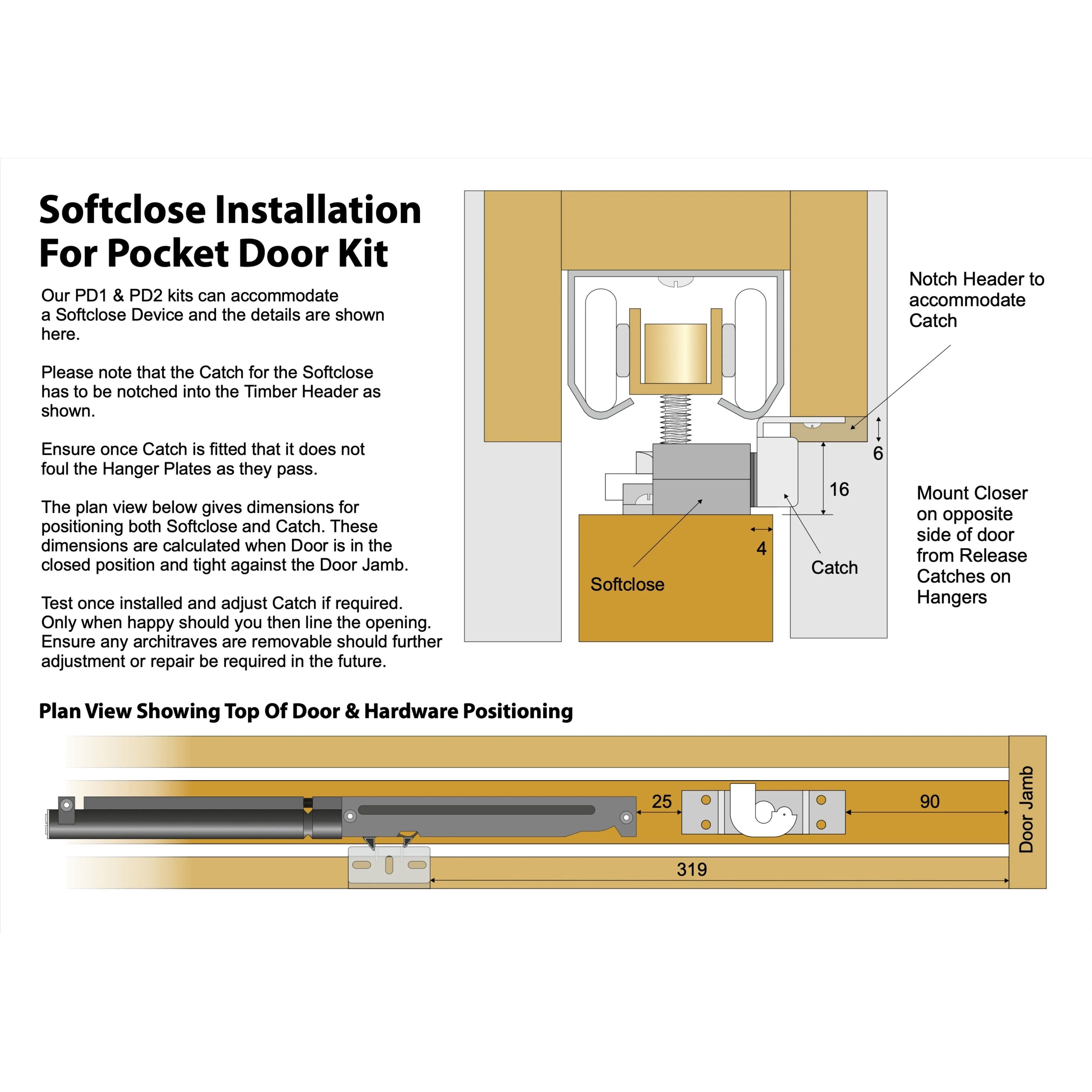 Pocket Door Kit for Single Doors with Soft Close - 915 x 2032mm Max Door Size - 120mm Finished Wall Thickness - Image 14