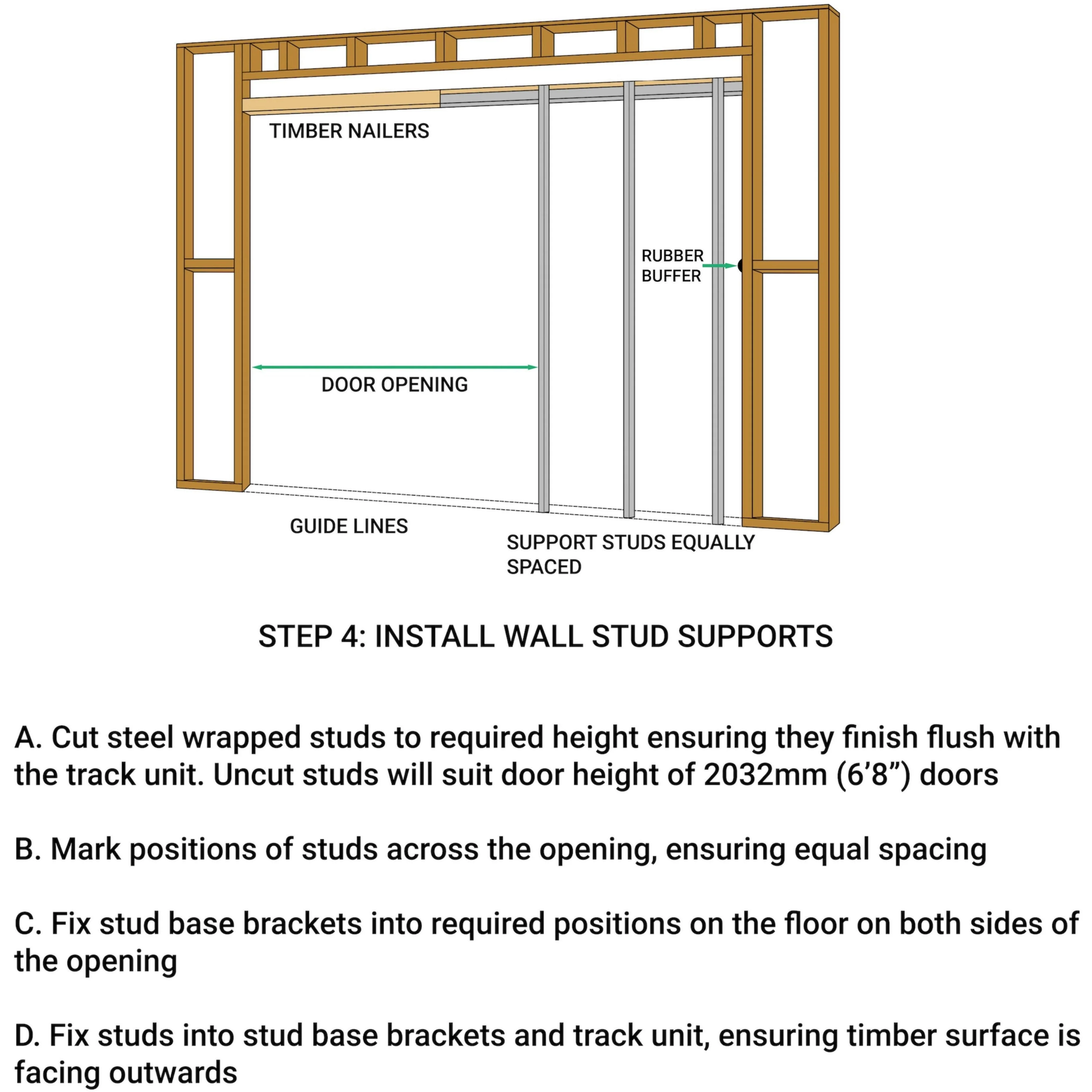 Pocket Door Kit for Single Doors with Soft Close - 915 x 2032mm Max Door Size - 120mm Finished Wall Thickness - Image 9