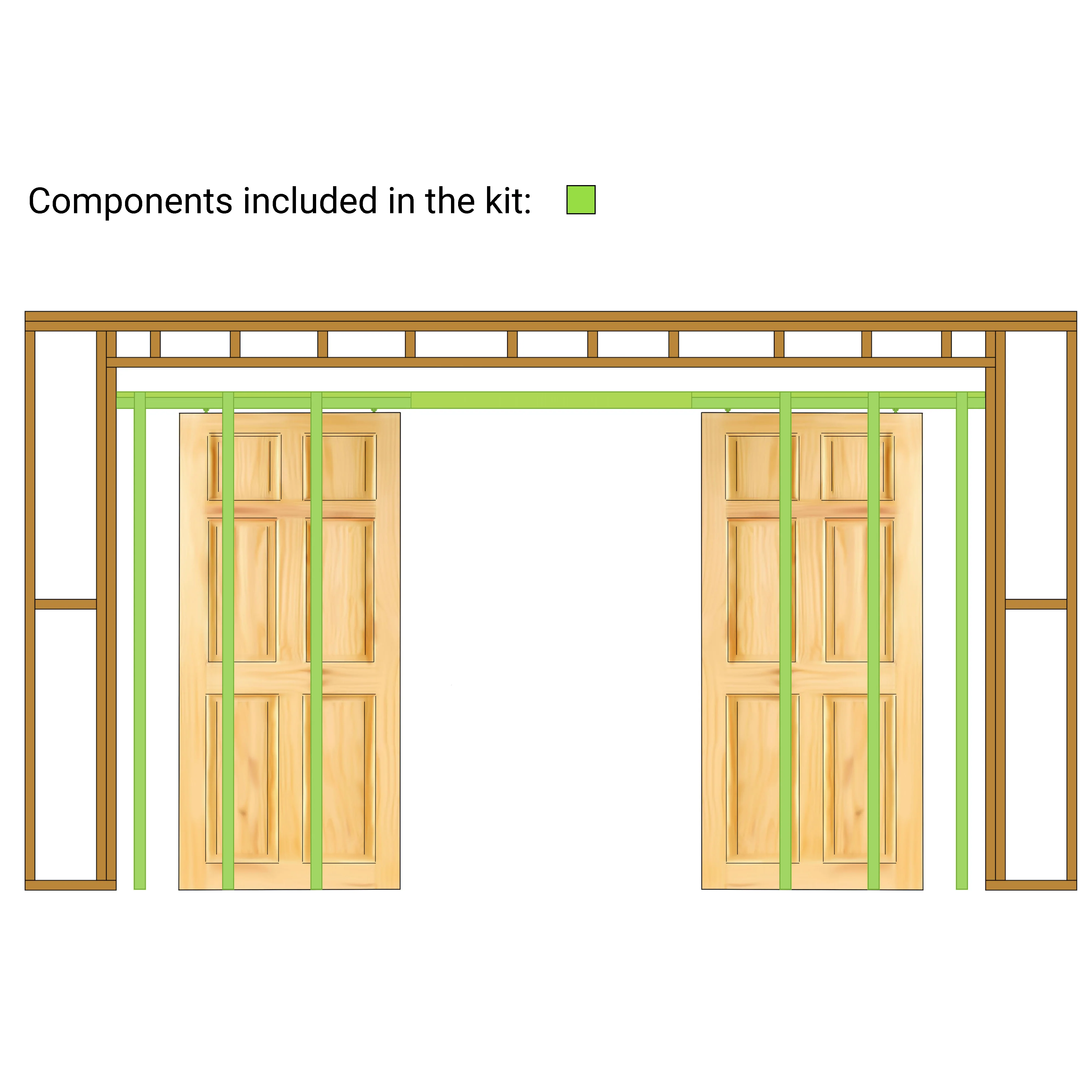 Pocket Door Kit for Double Doors with Soft Close - 1200 x 2400mm Max Door Size - 120mm Finished Wall Thickness - Image 3