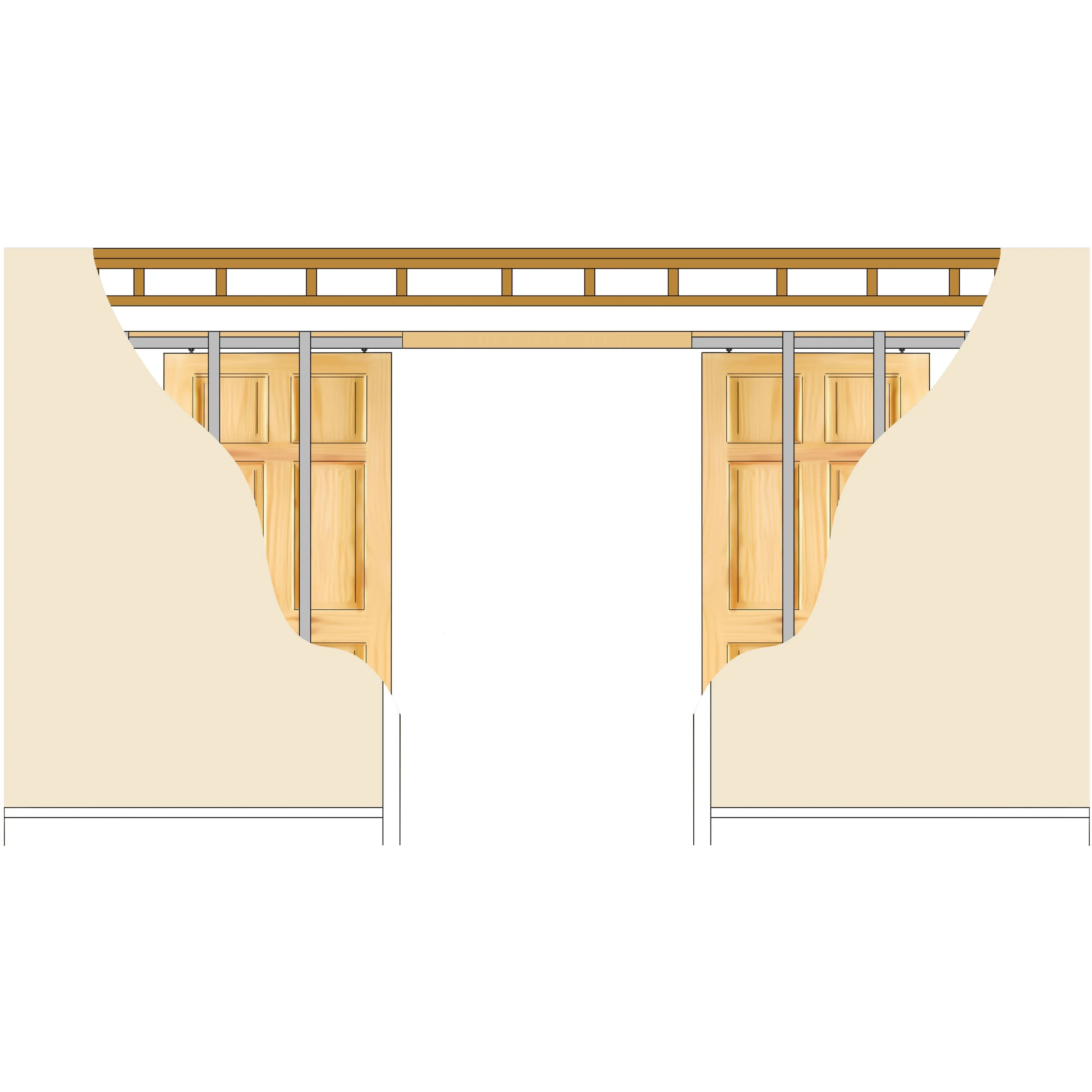 Pocket Door Kit for Double Doors with Soft Close - 1200 x 2400mm Max Door Size - 120mm Finished Wall Thickness - Image 4