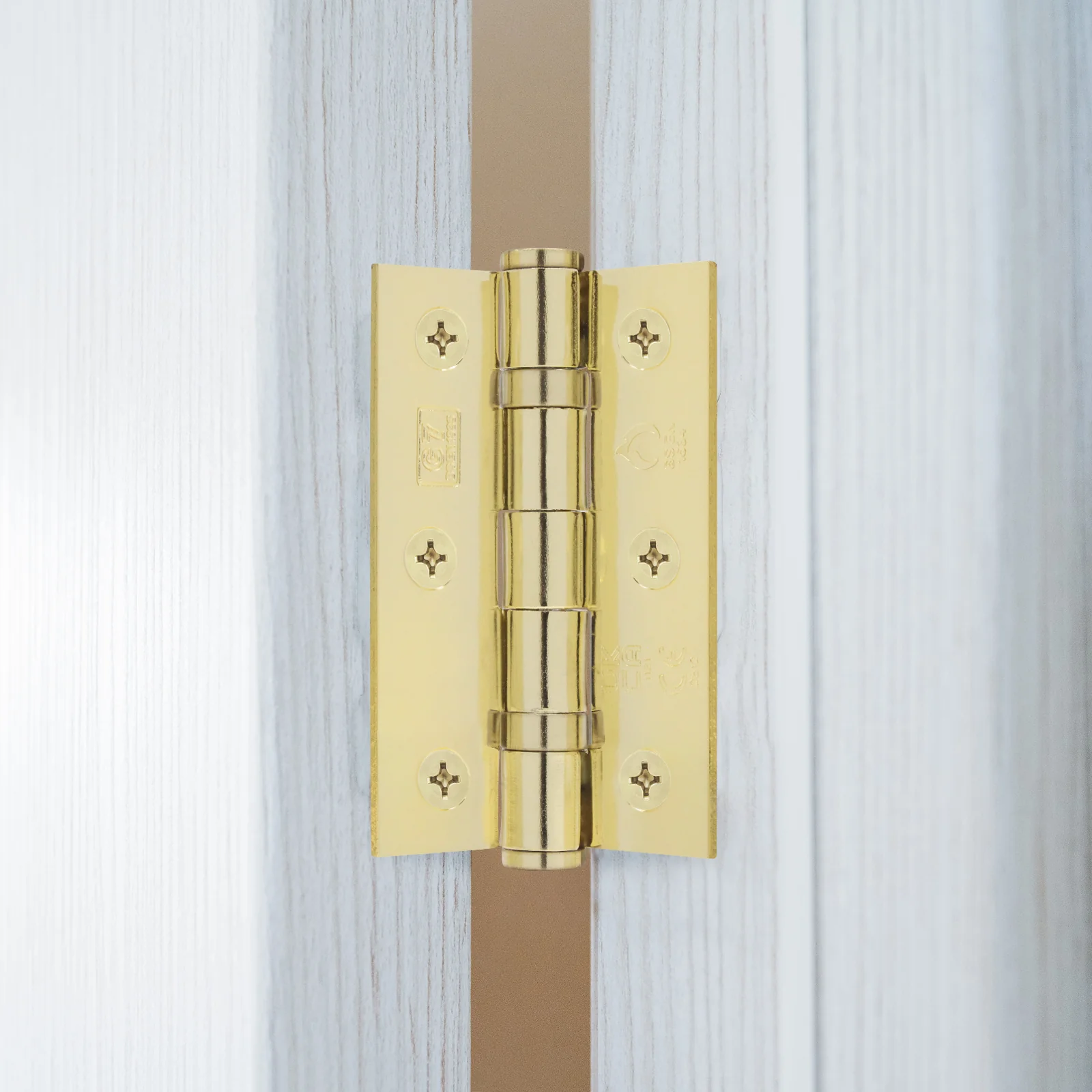 Polished Brass Fire Door Hinges - 3 Inch/76mm - Grade 7 Steel Ball Bearing - Pair - Image 5