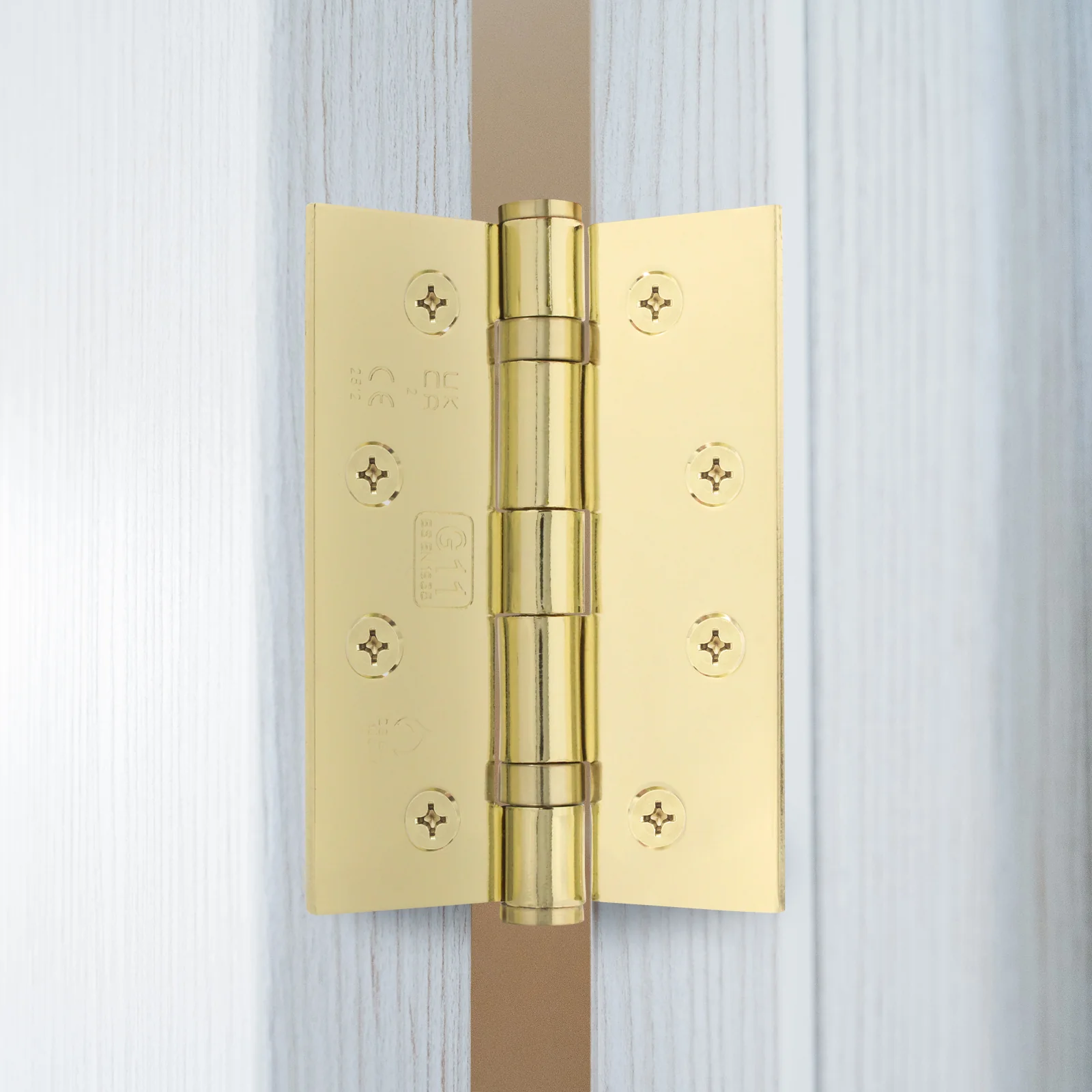 Polished Brass Fire Door Hinges – 4 Inch/102mm – Grade 11 Steel Ball Bearing – Pair - Image 5