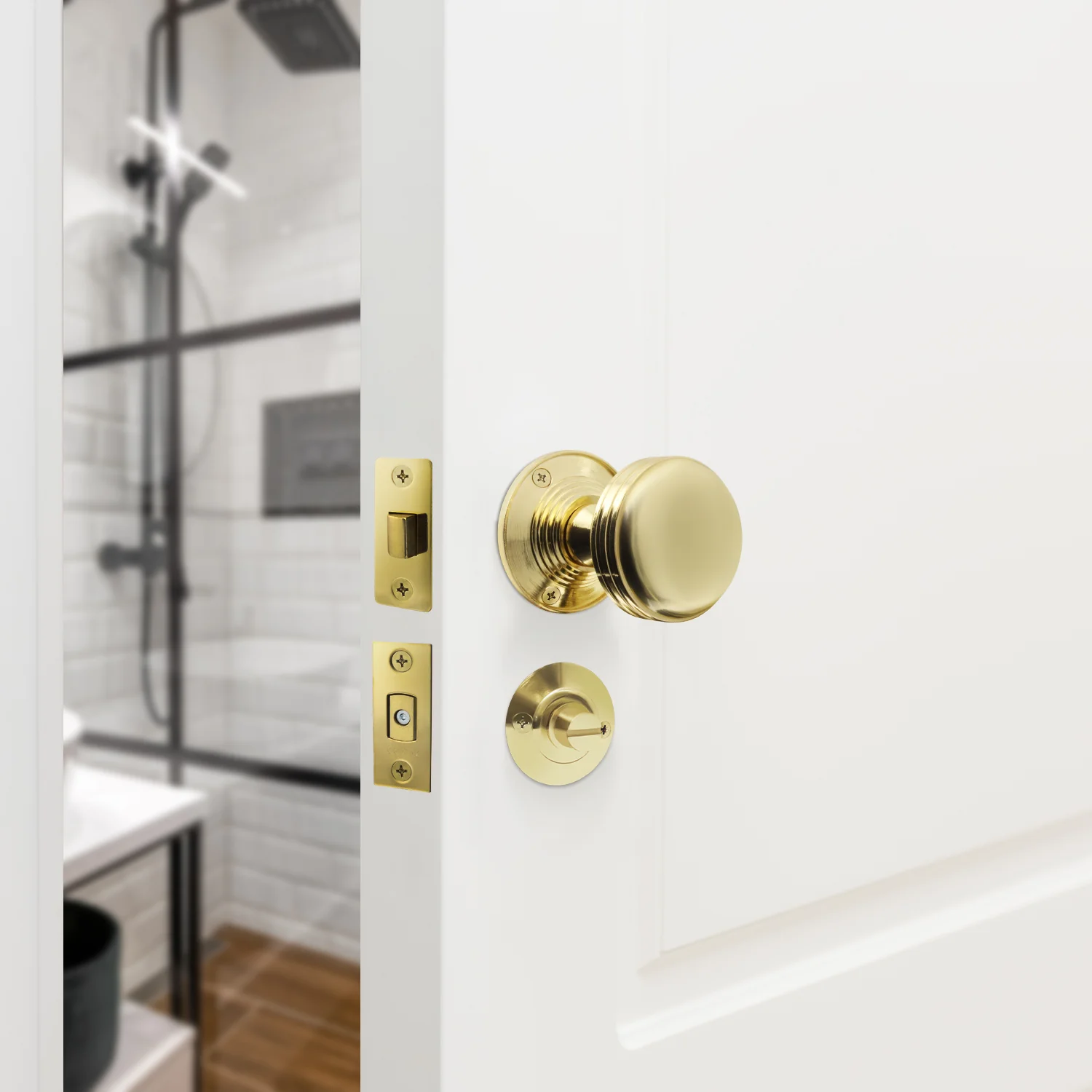 Victorian Ringed Polished Brass Mortice Door Knob Kit - 76mm Bathroom Deadbolt - Image 5