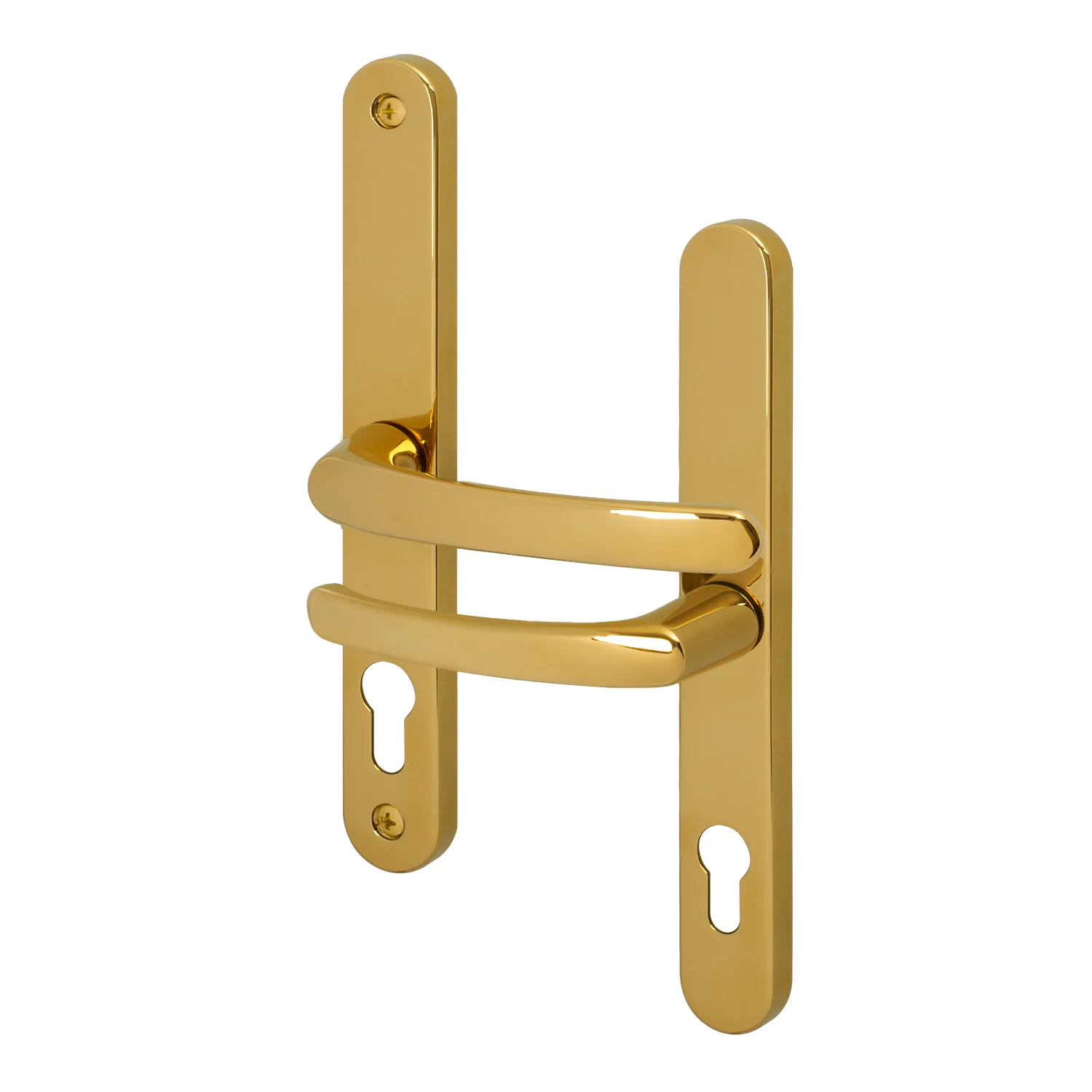 Polished Brass UPVC Door Handles - 68mm PZ Centres - 215mm Fixing Centres - 246 x 32mm
