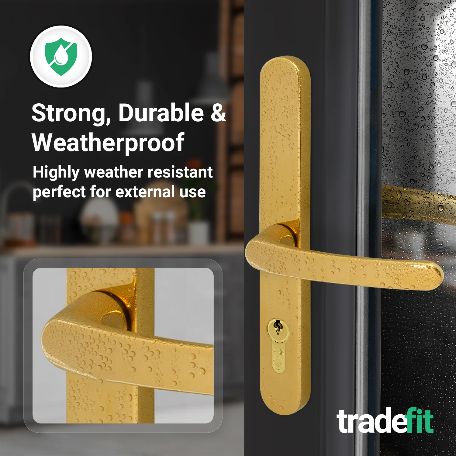 Polished Brass UPVC Door Handles - 68mm PZ Centres - 215mm Fixing Centres - 246 x 32mm - Image 5