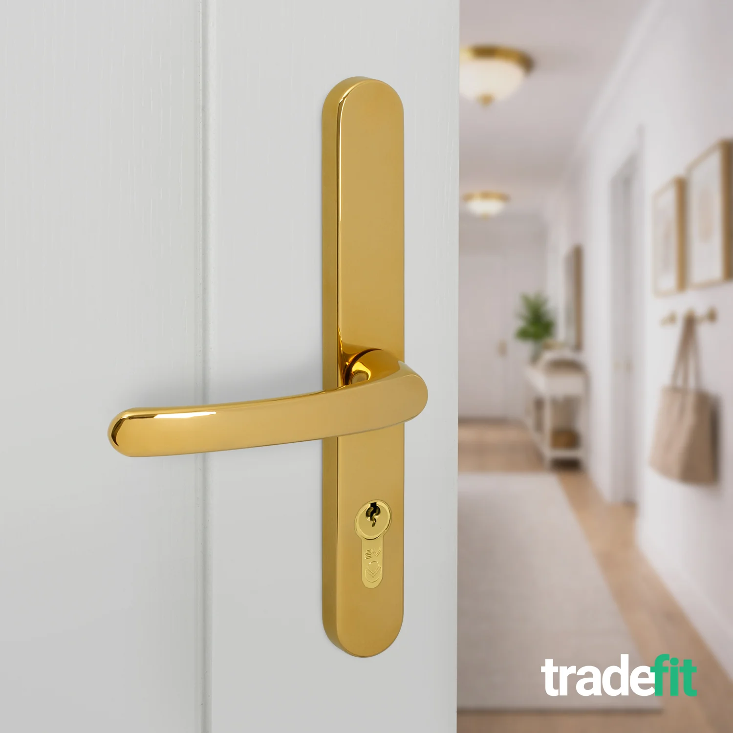 Polished Brass UPVC Door Handles - 68mm PZ Centres - 215mm Fixing Centres - 246 x 32mm - Image 6