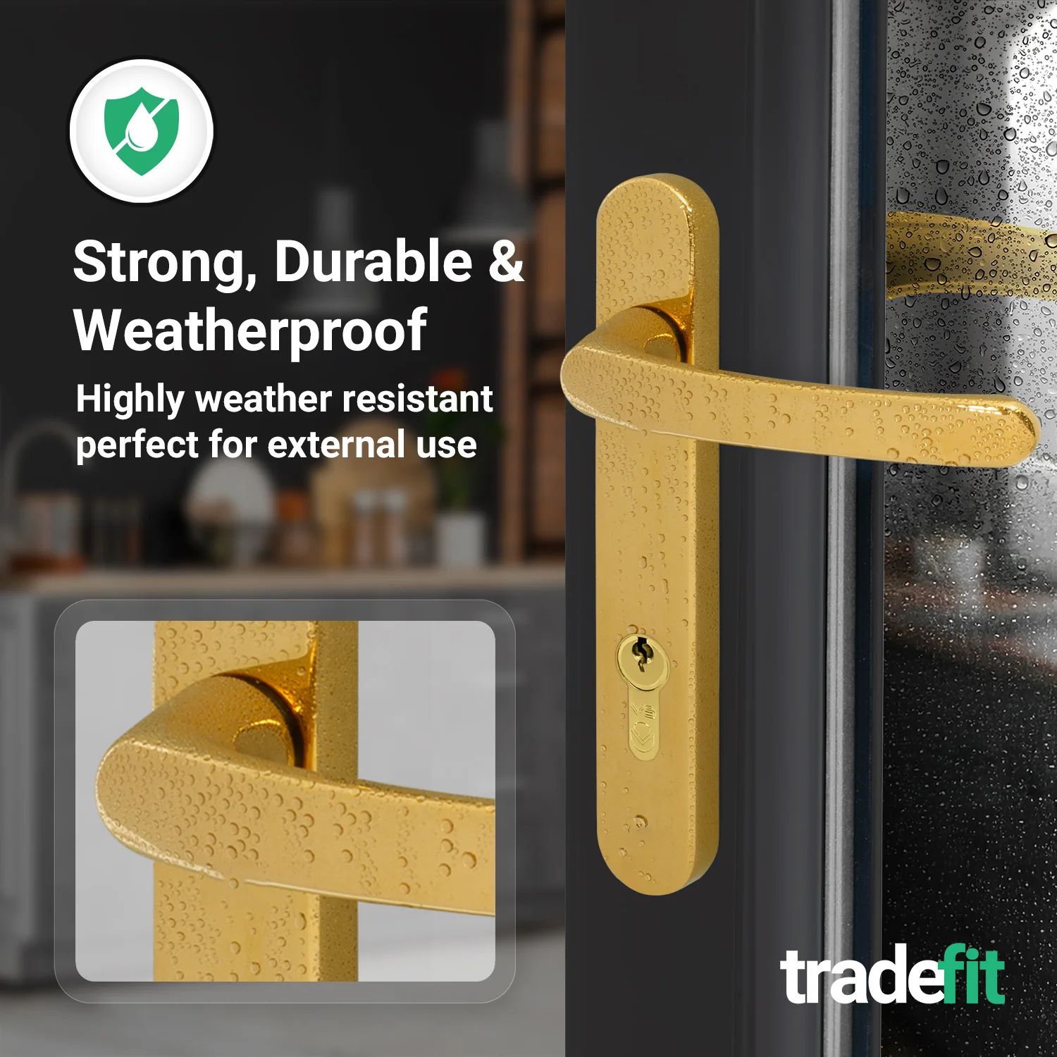 Polished Brass UPVC Door Handles - 92mm PZ Centres - 122mm Fixing Centres - 212 x 32mm - Image 5