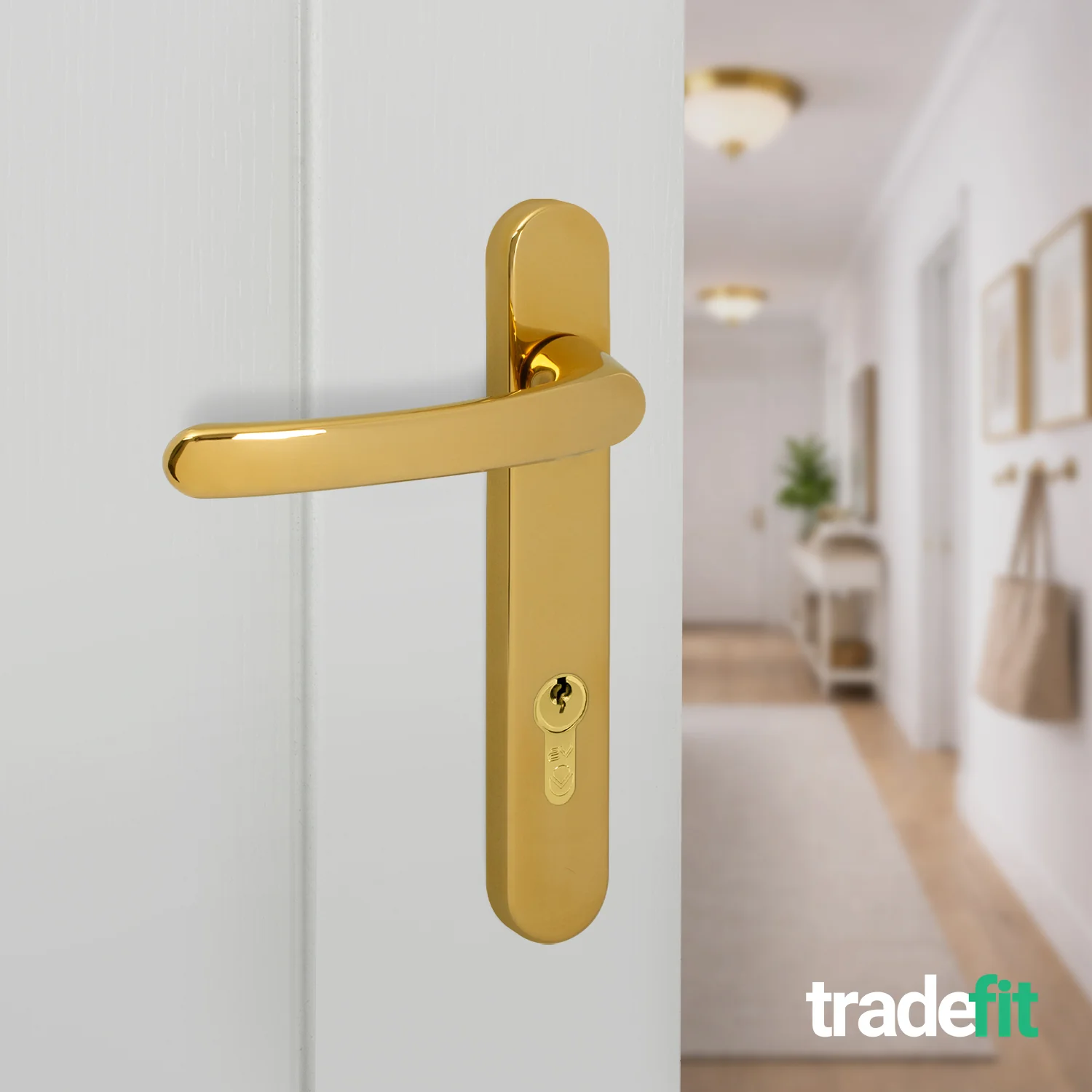 Polished Brass UPVC Door Handles - 92mm PZ Centres - 122mm Fixing Centres - 212 x 32mm - Image 6