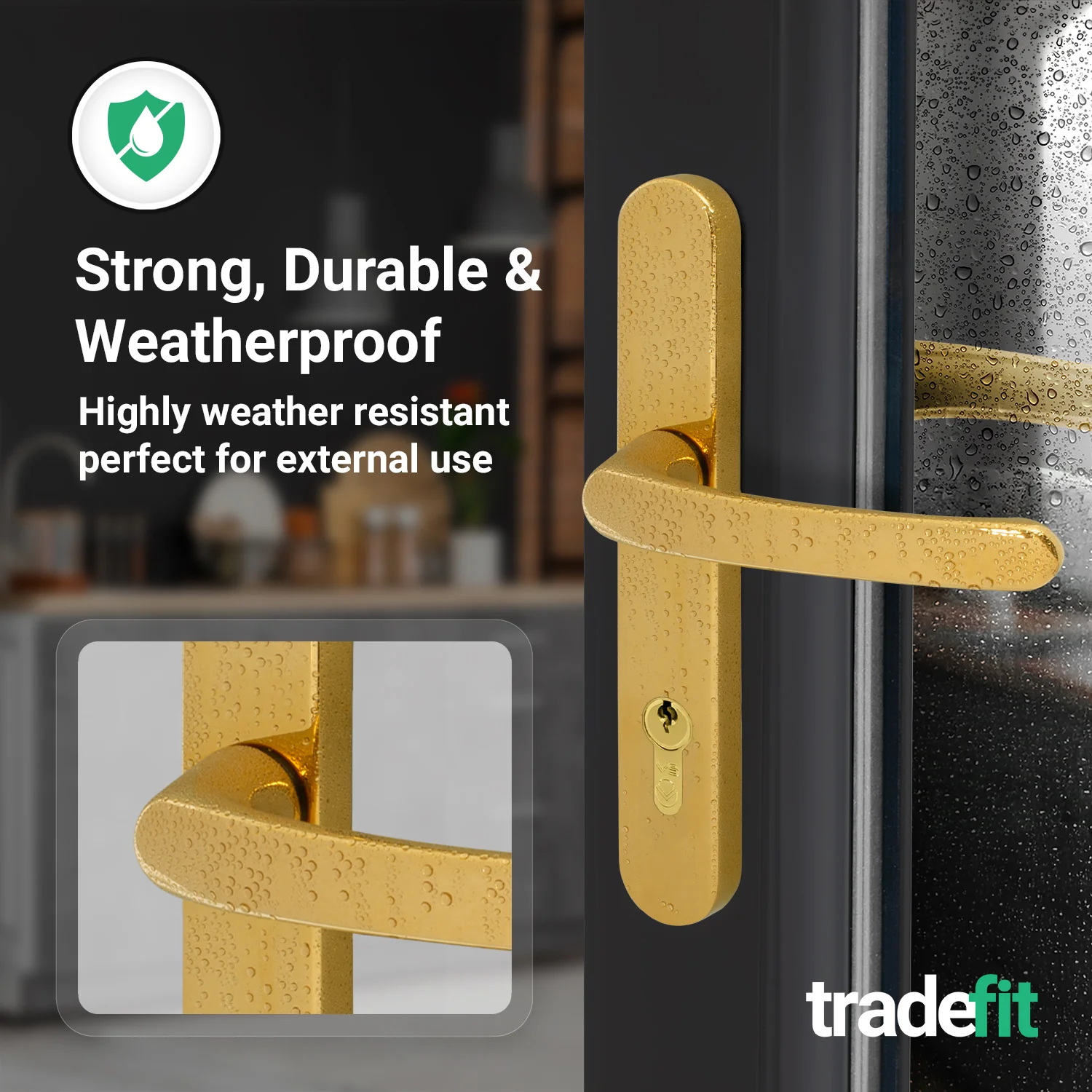 Polished Brass UPVC Door Handles - 92mm PZ Centres - 210 mm Fixing Centres - 242 x 34mm - Image 5